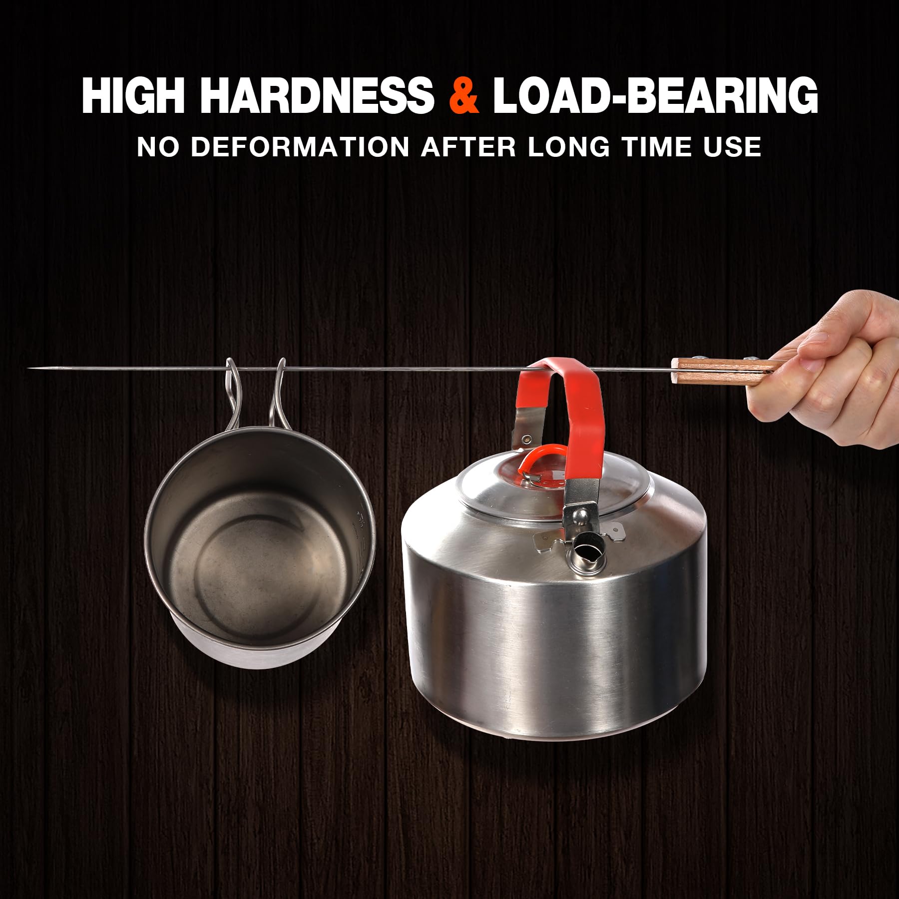 17" Premium Flat Stainless Steel BBQ Skewers with Wooden Handles