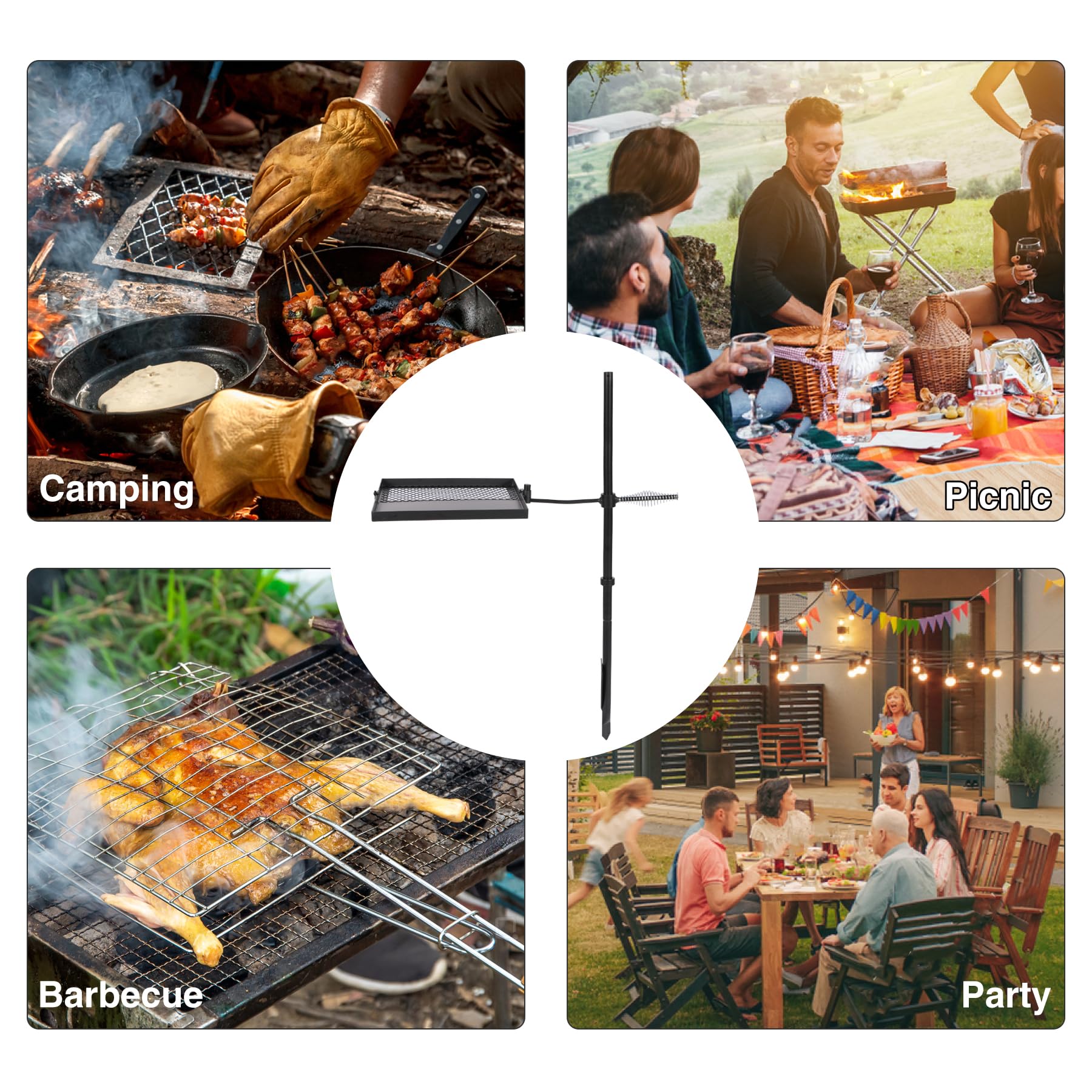 Folding Swivel Campfire Grill for Open Flame Cooking