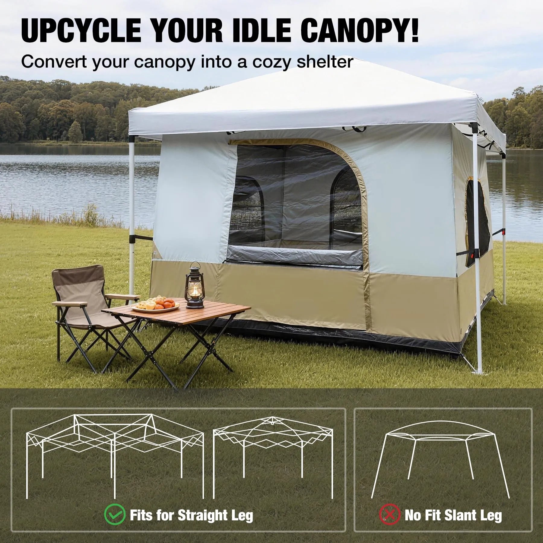 Camping Cube Inner Tent for 10'x10' Pop Up Canopy (Canopy not Included)