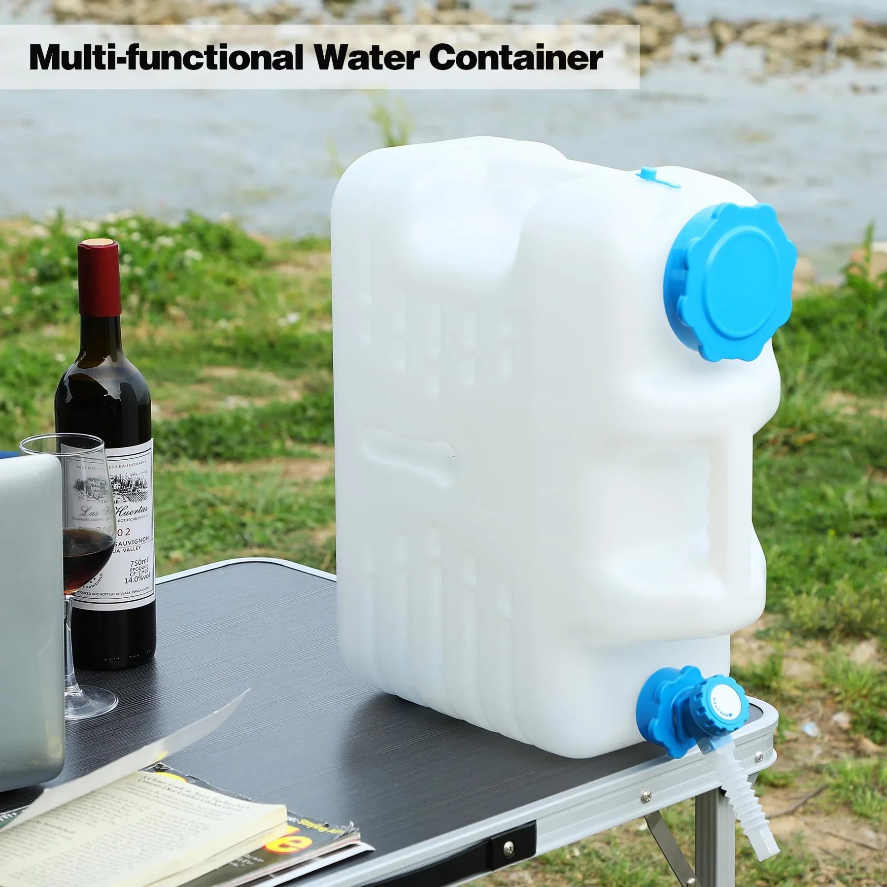 Réservoir d'eau de camping portable avec robinet et roues 