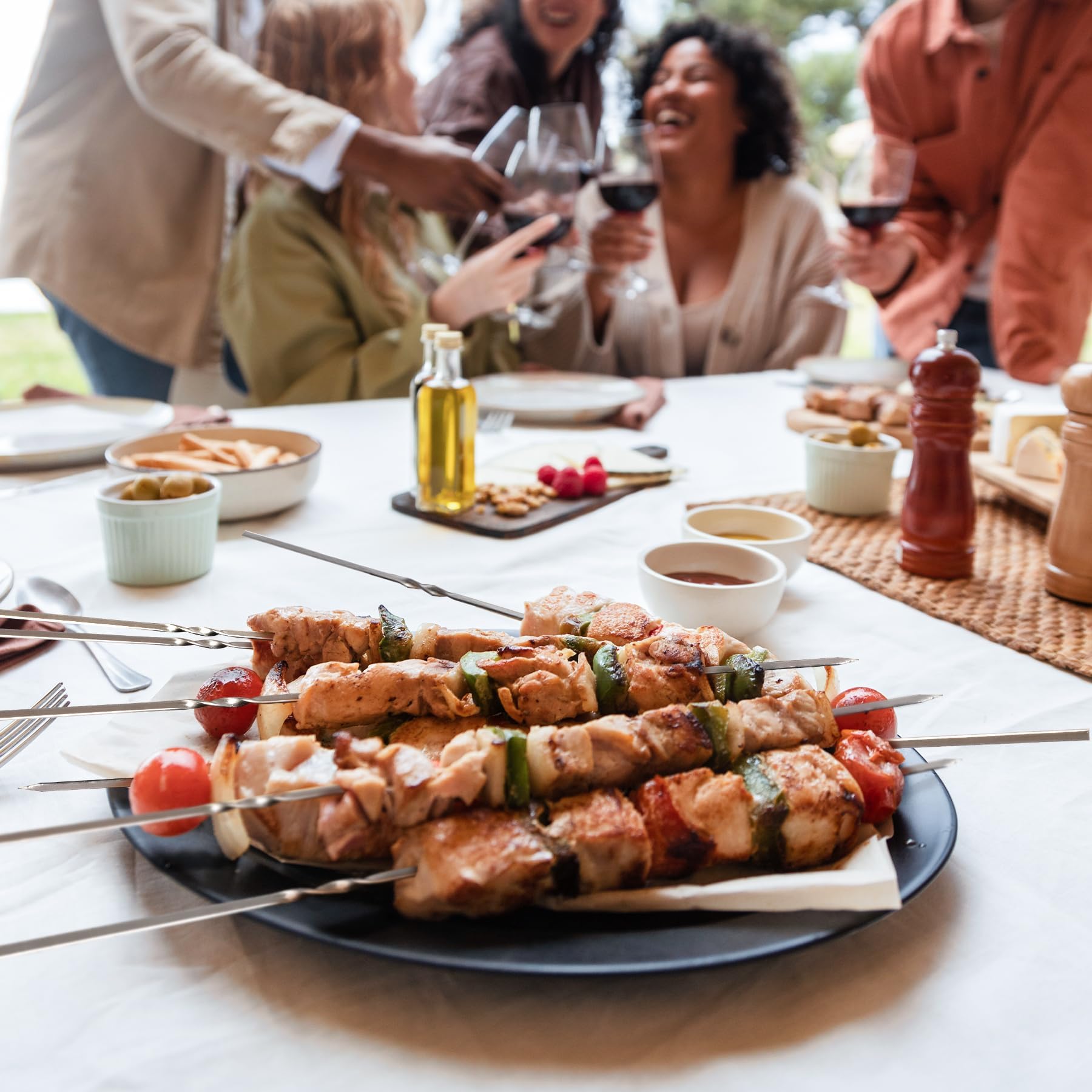 14-Inch Flat Stainless Steel BBQ Skewers