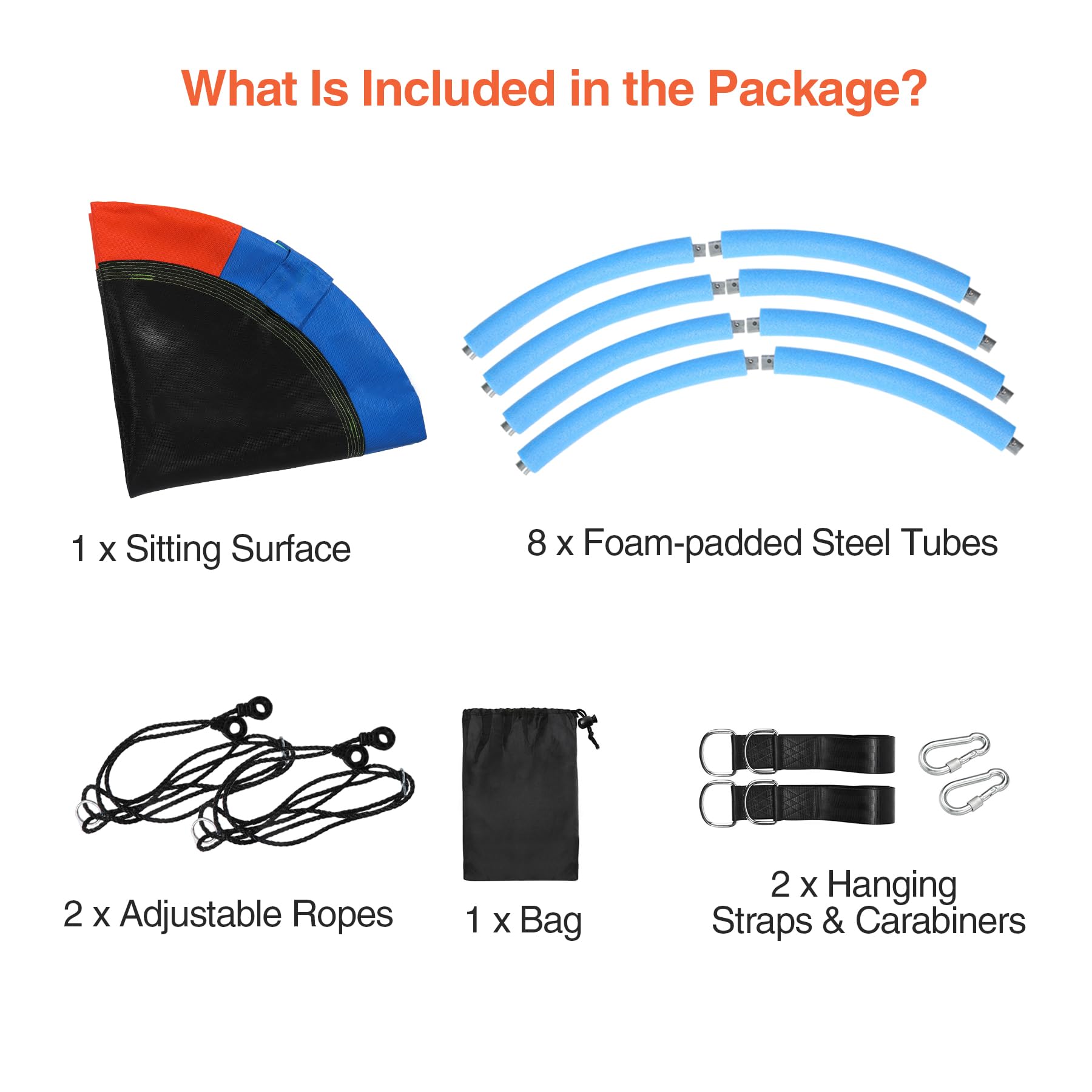 43" Tree Swing for Kids Outdoor, Waterproof Large Round Flying Saucer Swings for Trees and Swingset, Strong Heavy Duty for Outside Playground, 500LBS Weight Capacity, Rainbow