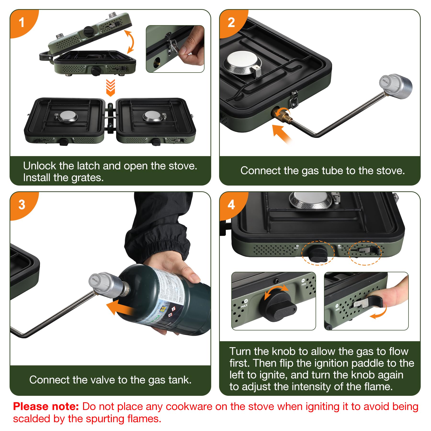 2 Burner Camping Stove with Windscreen