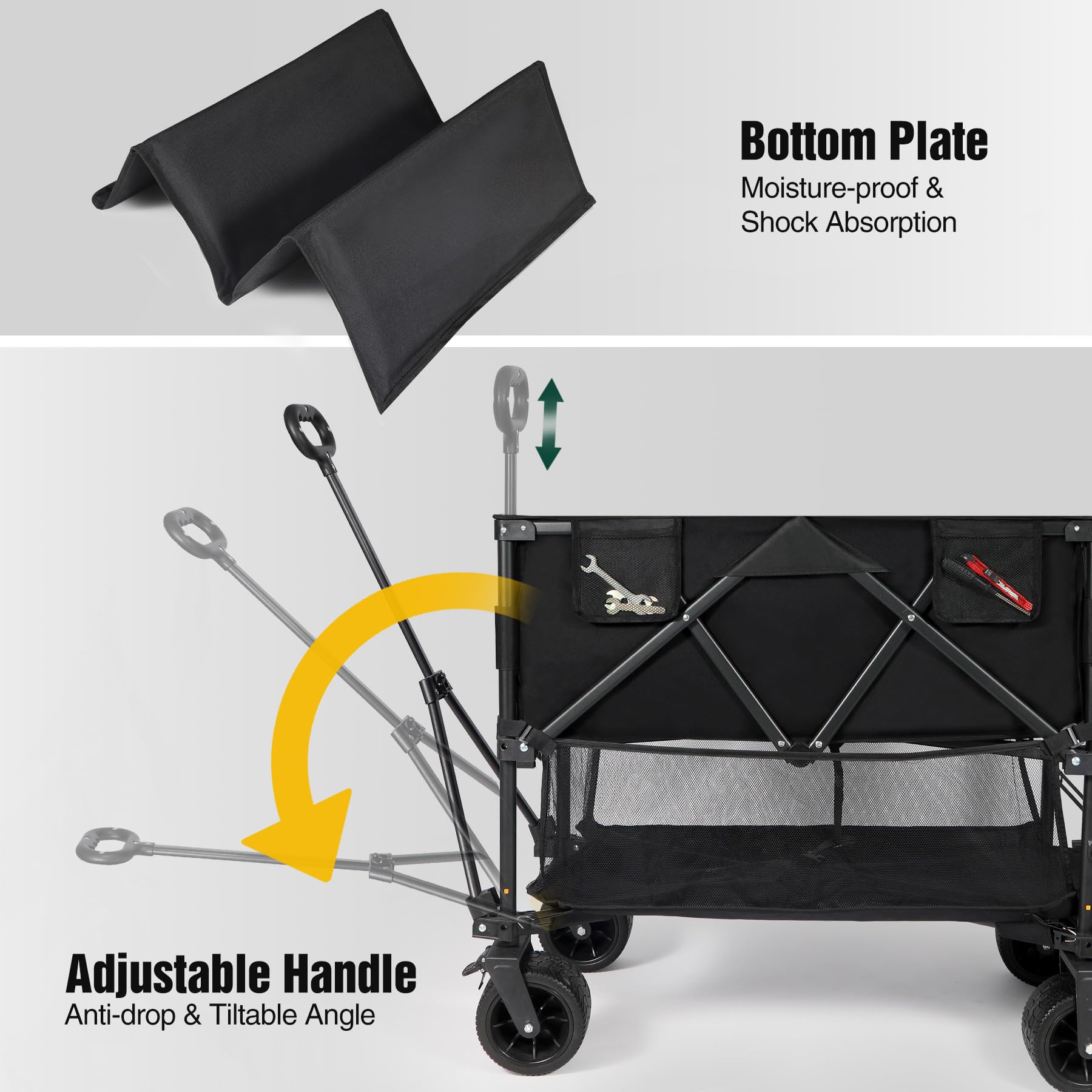 REDCAMP 400 lbs Double Decker Folding Wagon with 46-Inch Shelf