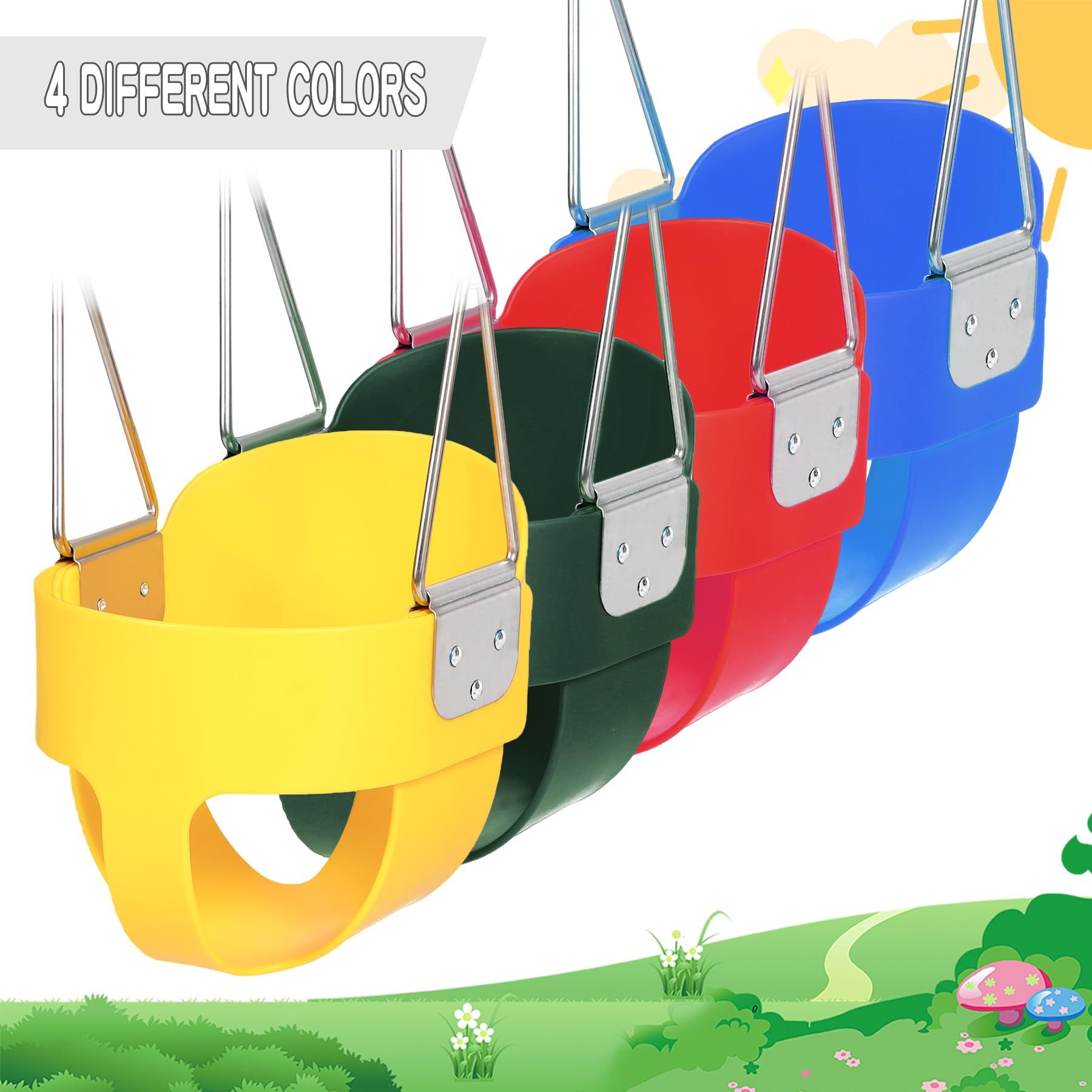 High Back Toddler Bucket Swing Seat with Coated Chains