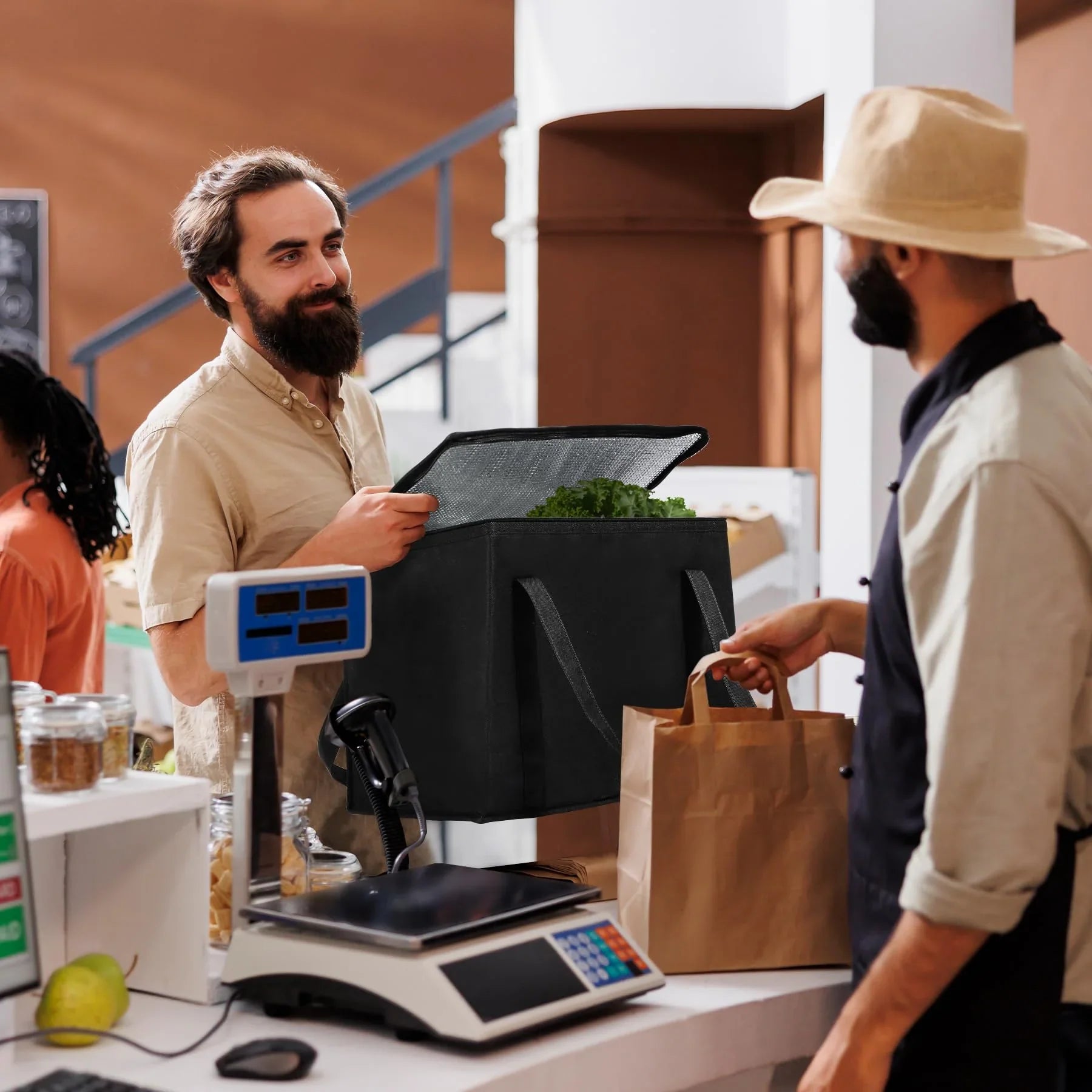 Insulated Cooler Bag Reusable Grocery Bags with Zippered Top