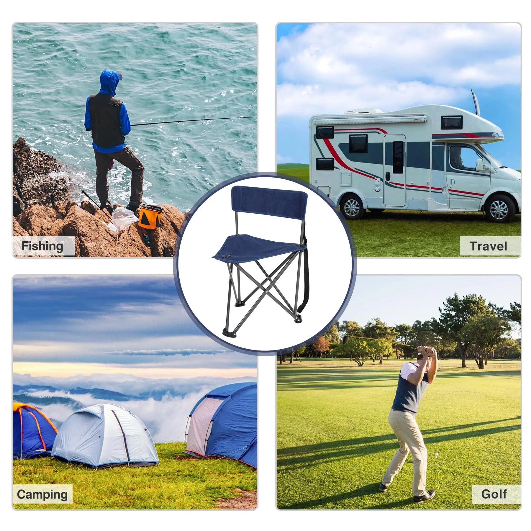 Lot de 2 chaises de camping à trépied 