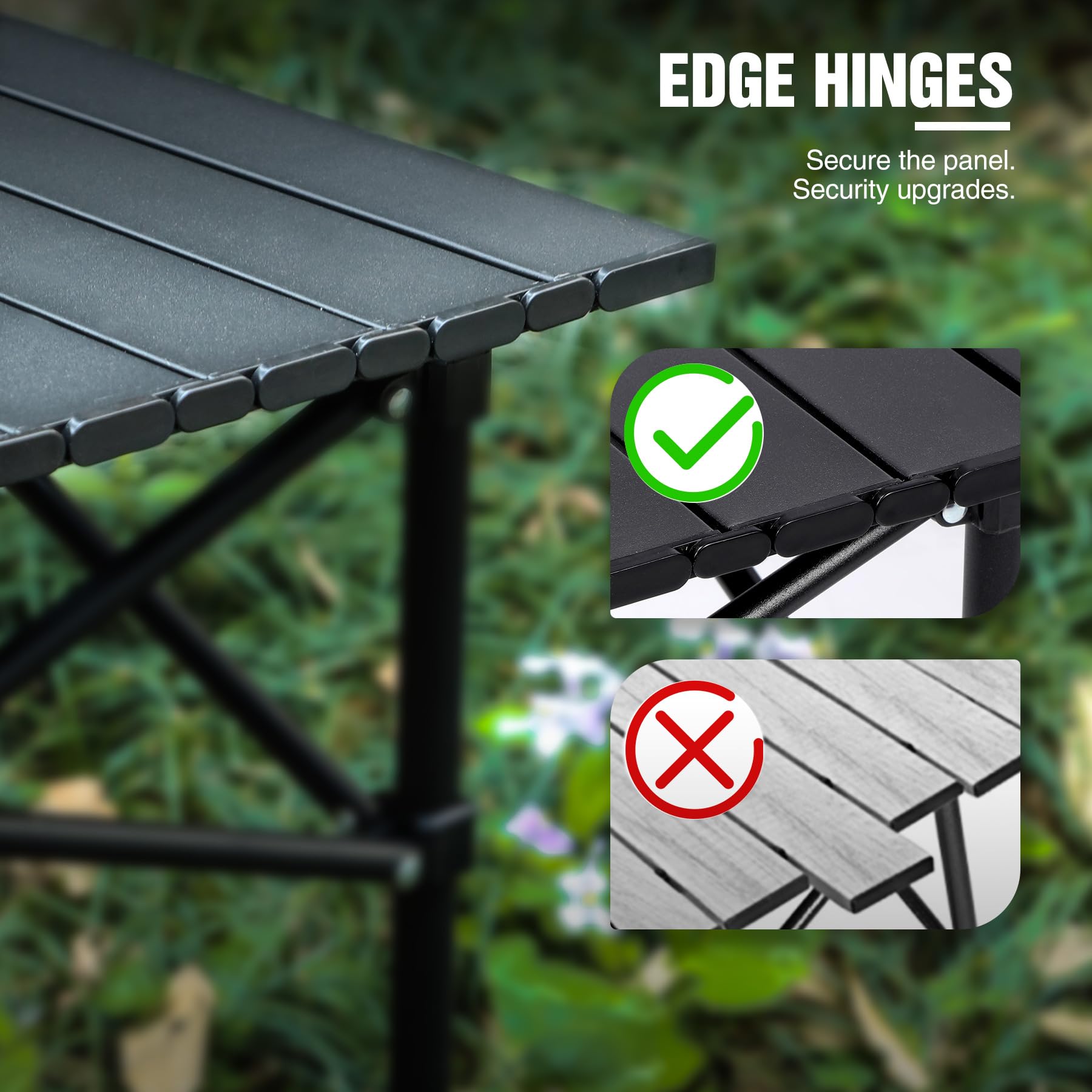 Portable Roll-Up Metal Camp Table - Black Square