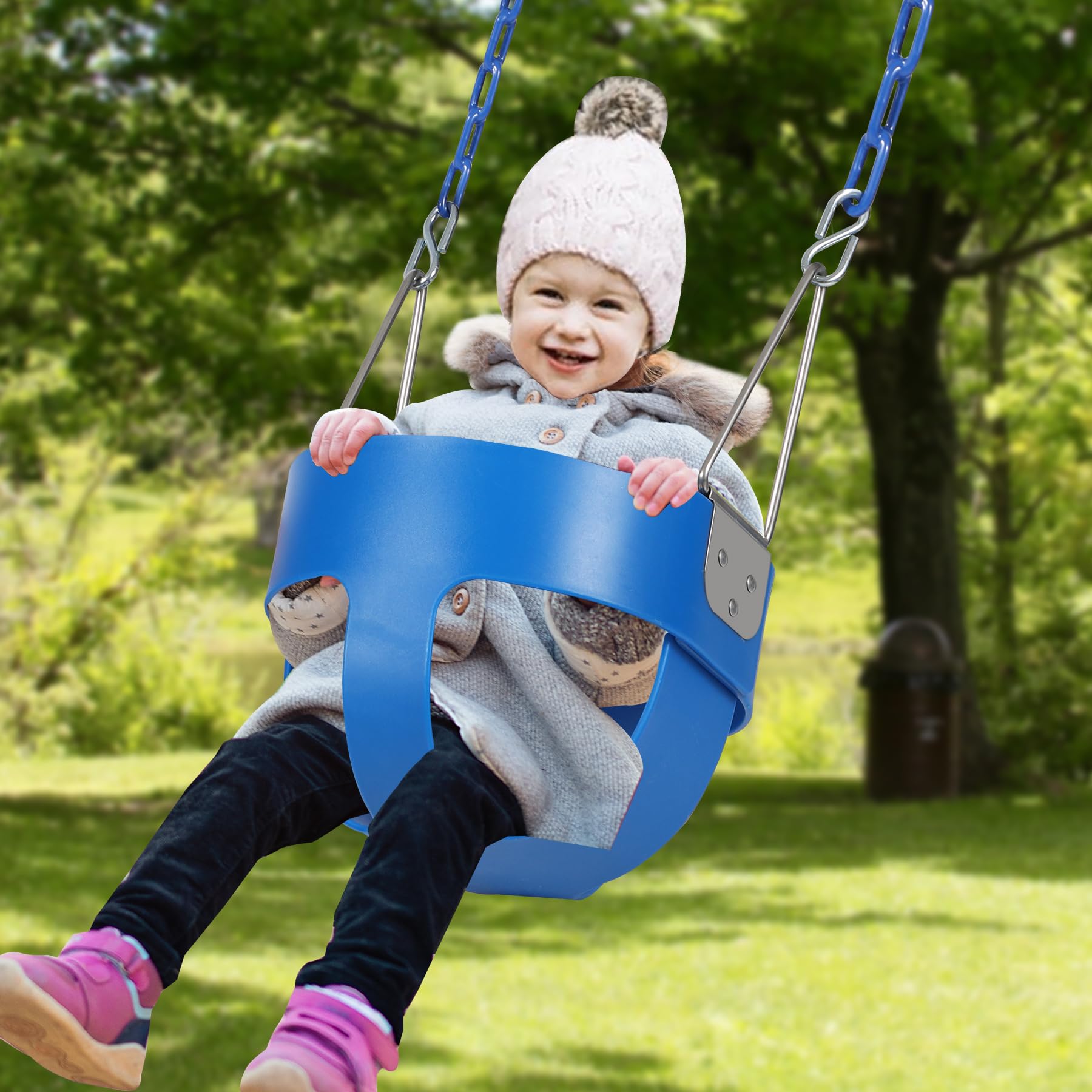 High Back Toddler Bucket Swing Seat with Coated Chains