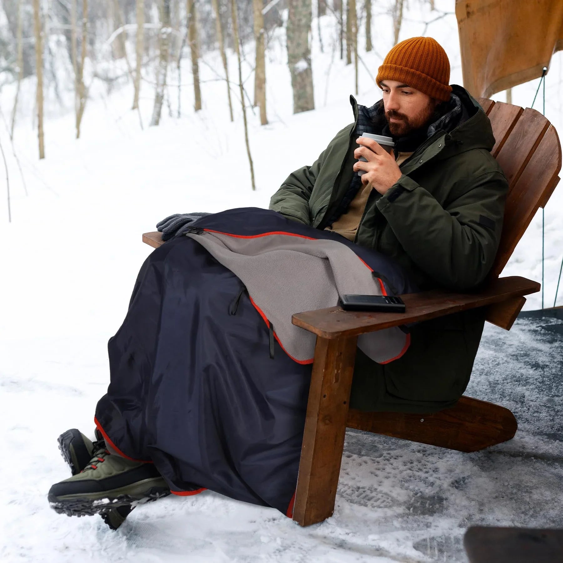 Large Waterproof Stadium Blanket with Hood for Cold Weather