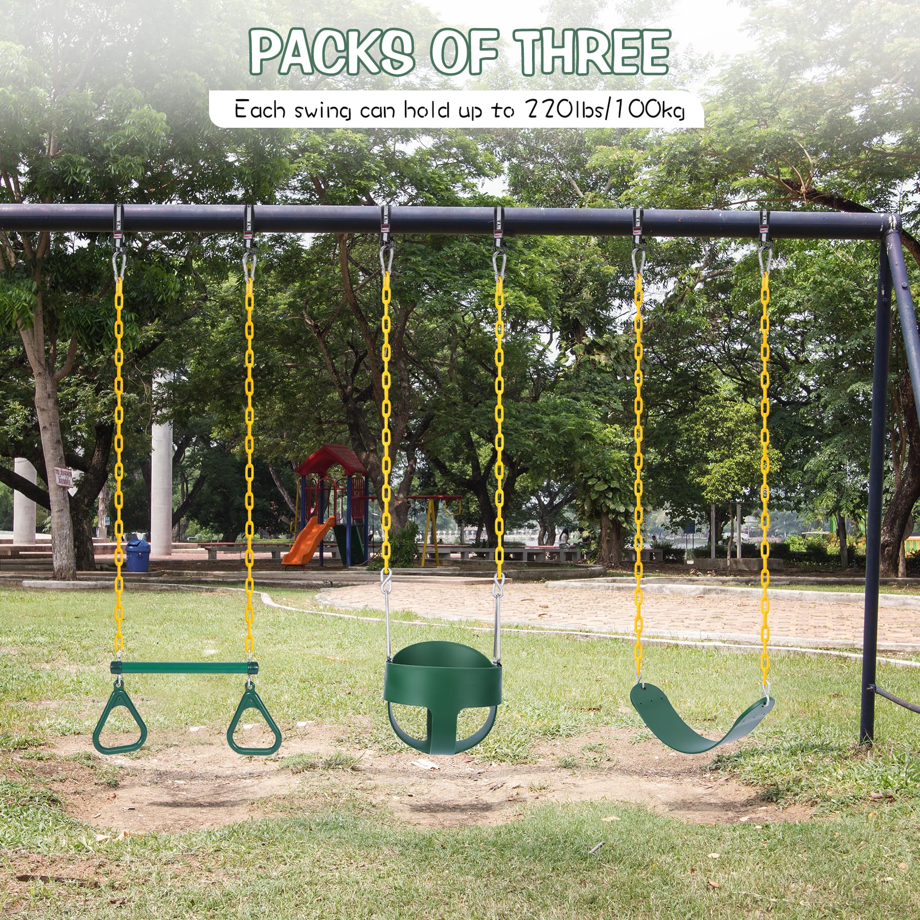 3-in-1 Backyard Swing Set Combo with Belt, Bucket, and Trapeze