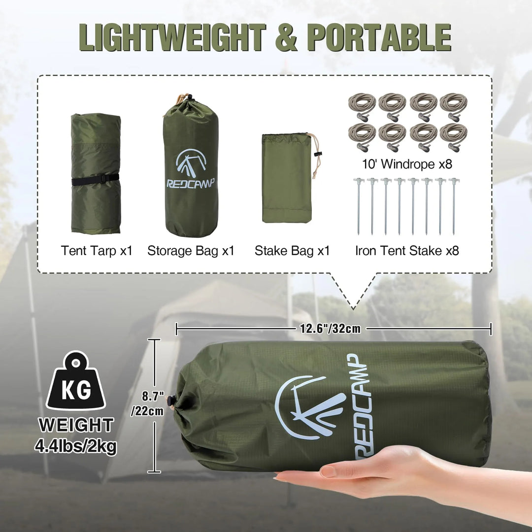 10x17ft Waterproof Camping Tarp - Redcamp