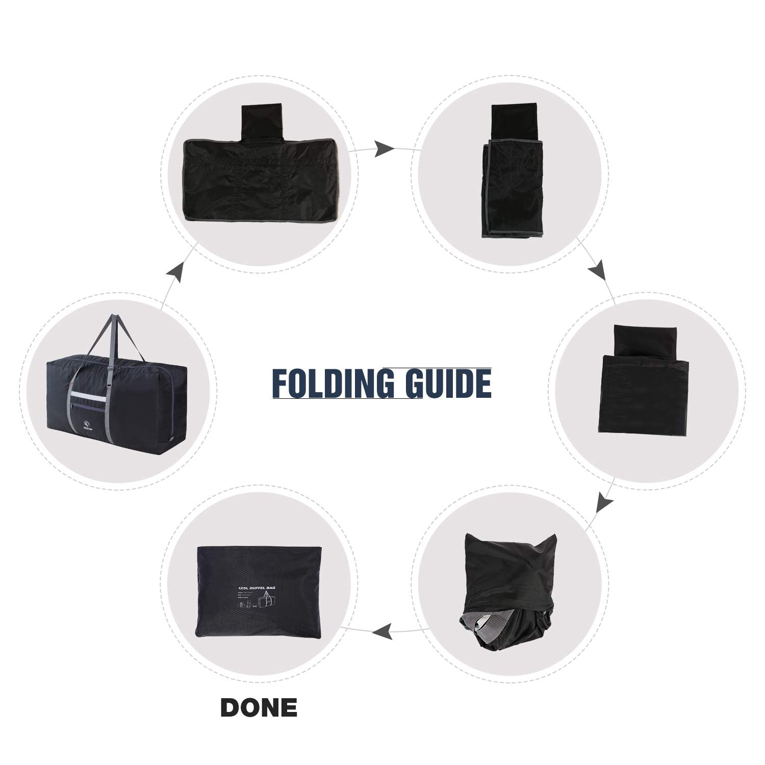 Grand sac de voyage pliable 75/96 L, sac de sport léger