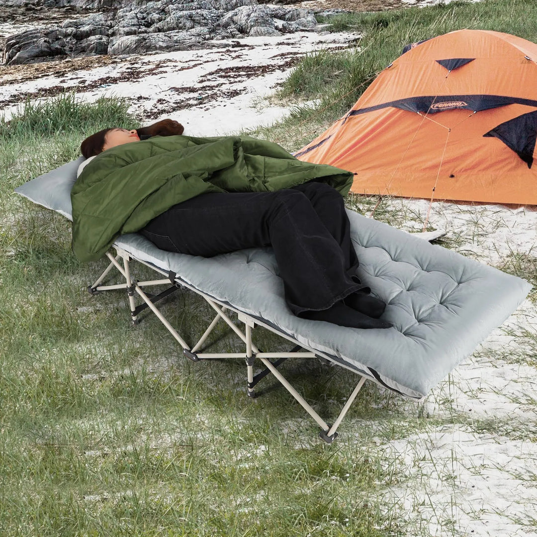 Folding Cot Pads for Sleeping Extra Thick, Soft Comfortable Velvet & Corduroy Cotton Camping Cot Mattress Pad for Backpacking Hiking, Black Blue Brown Grey 75x30 inches