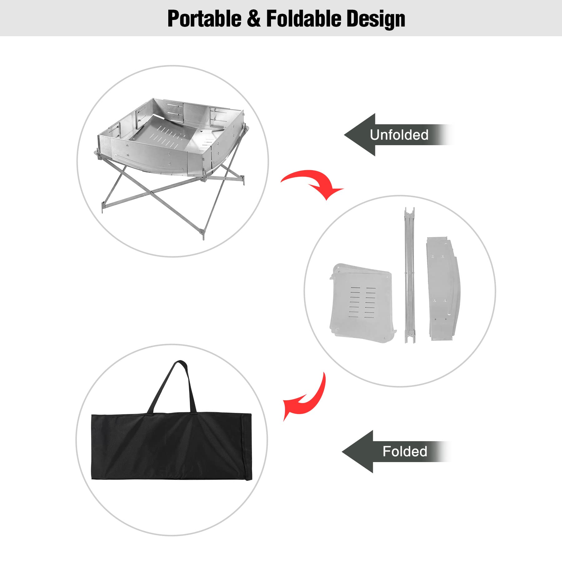 Camp Travel Firepits with 4 Wind Shields