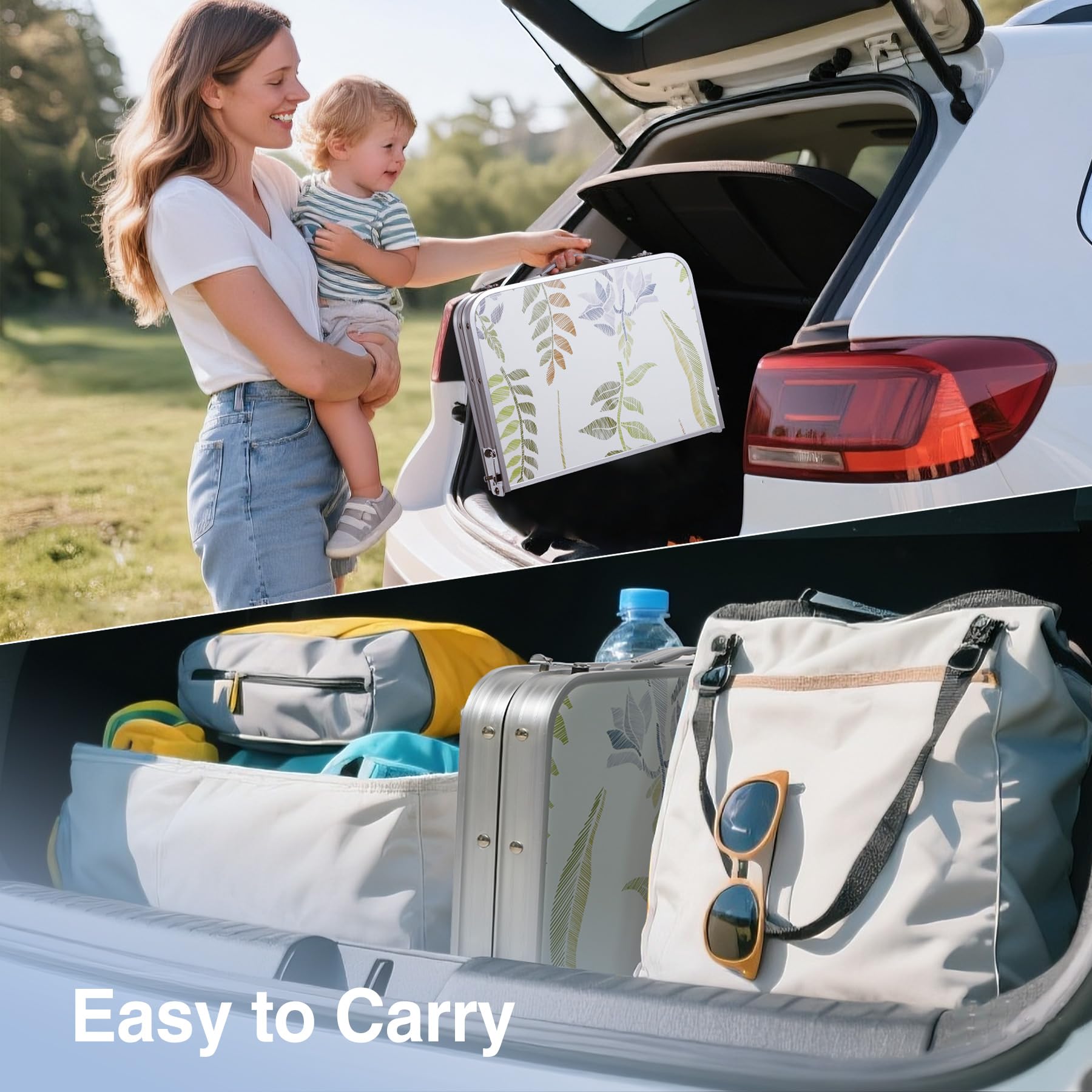 2ft Portable Camping Table，3 Adjustable Height