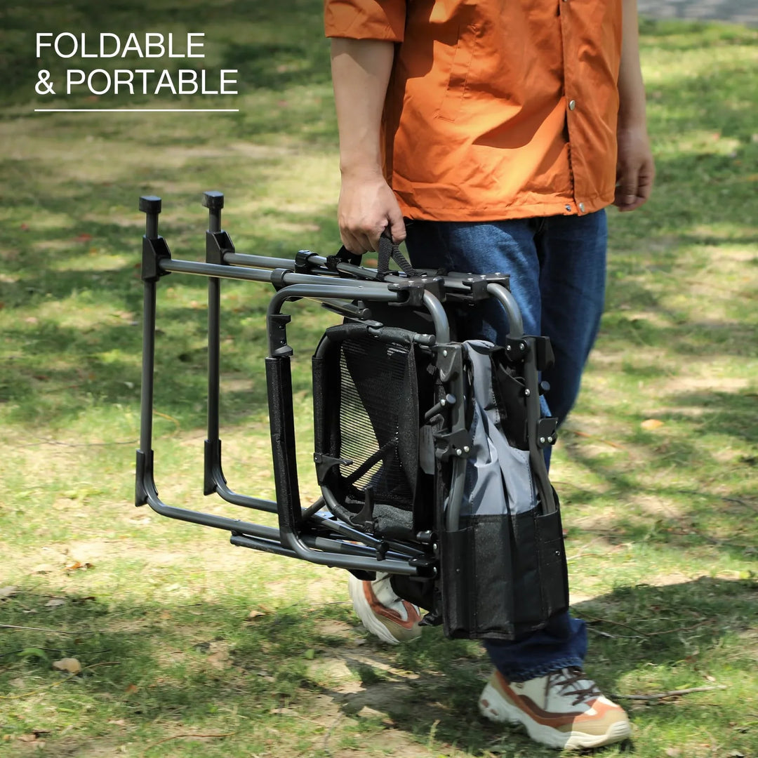 31-Inch Extra Tall Folding Chair, Tall Camping Chair with High Back, Hard Arms and Footrest