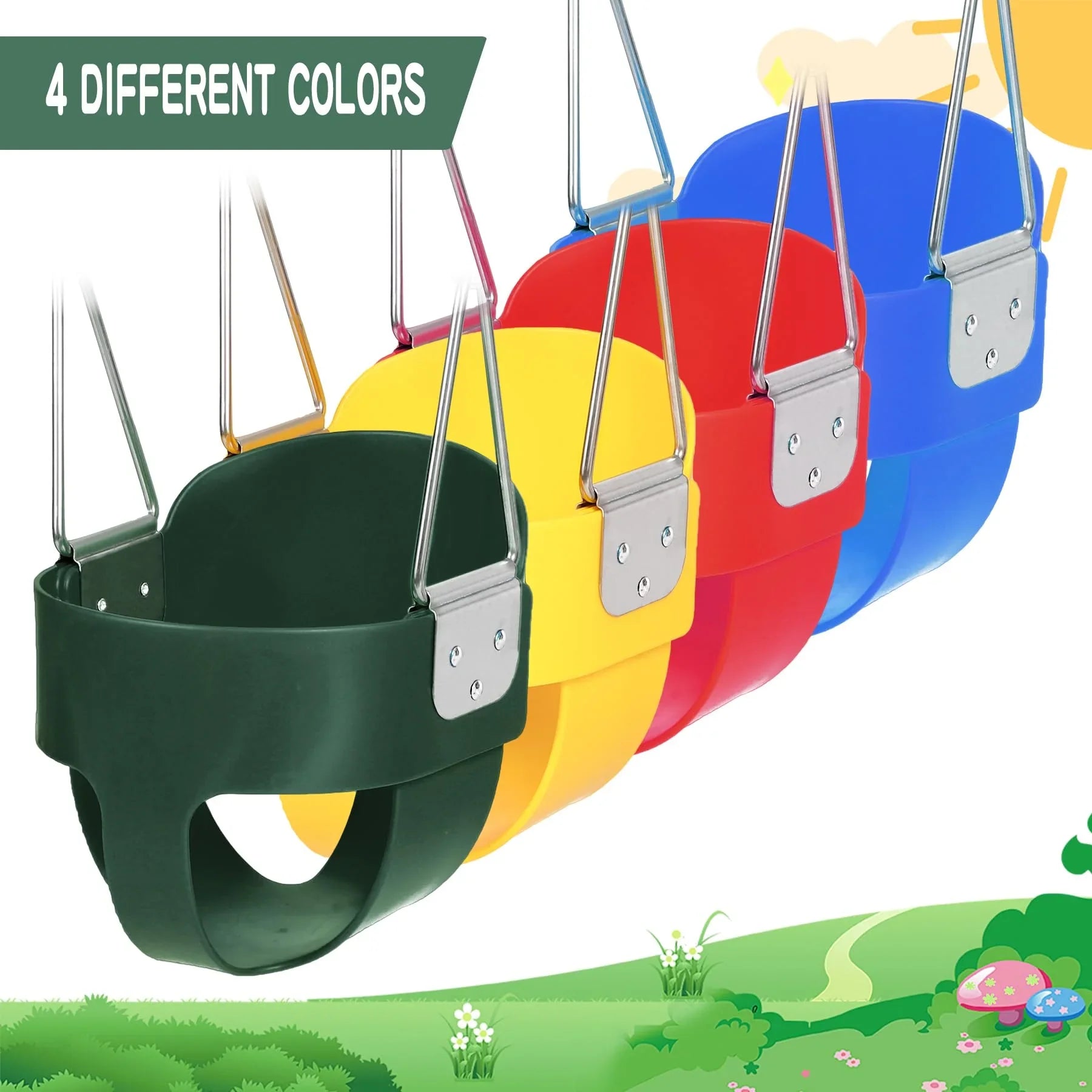 Kids High Back Bucket Swings with Coated Chains