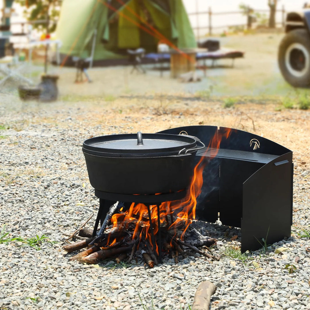 Folding Campfire Tripod for Cooking, Portable Camping Tripod Stand for Solo Stove Bonfire Fire Pit, Dutch Oven, Open Fire, Iron Black