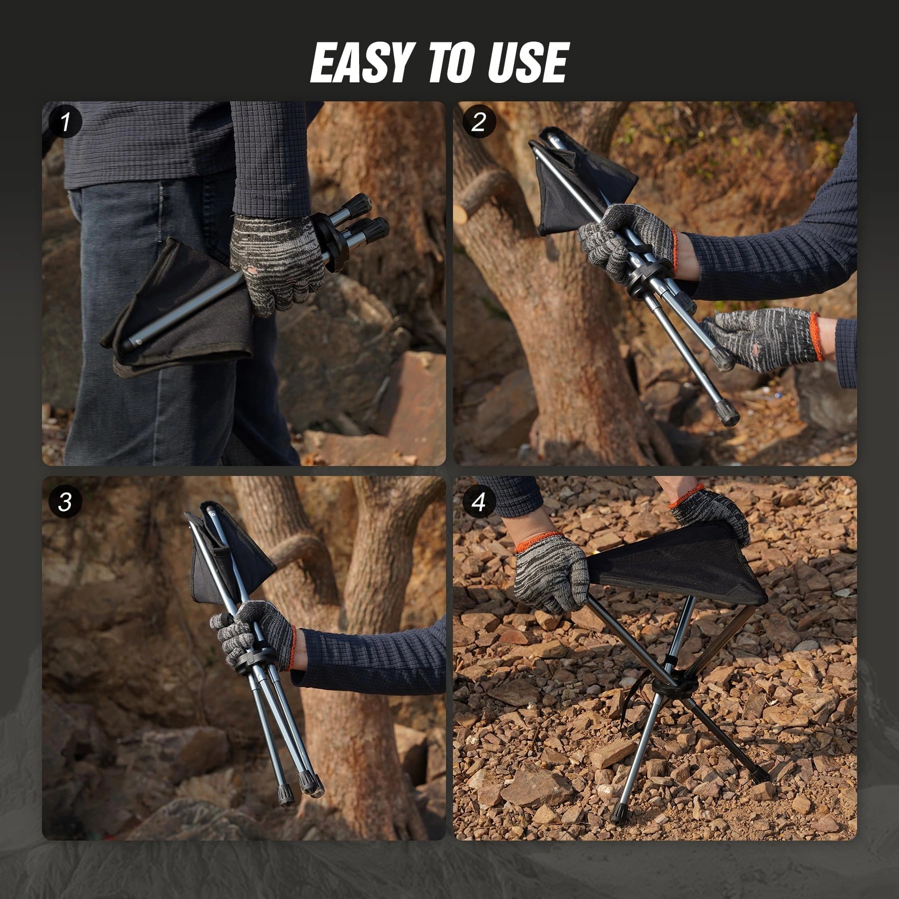 Lightweight Folding Tripod Stools for Hunting and Camping