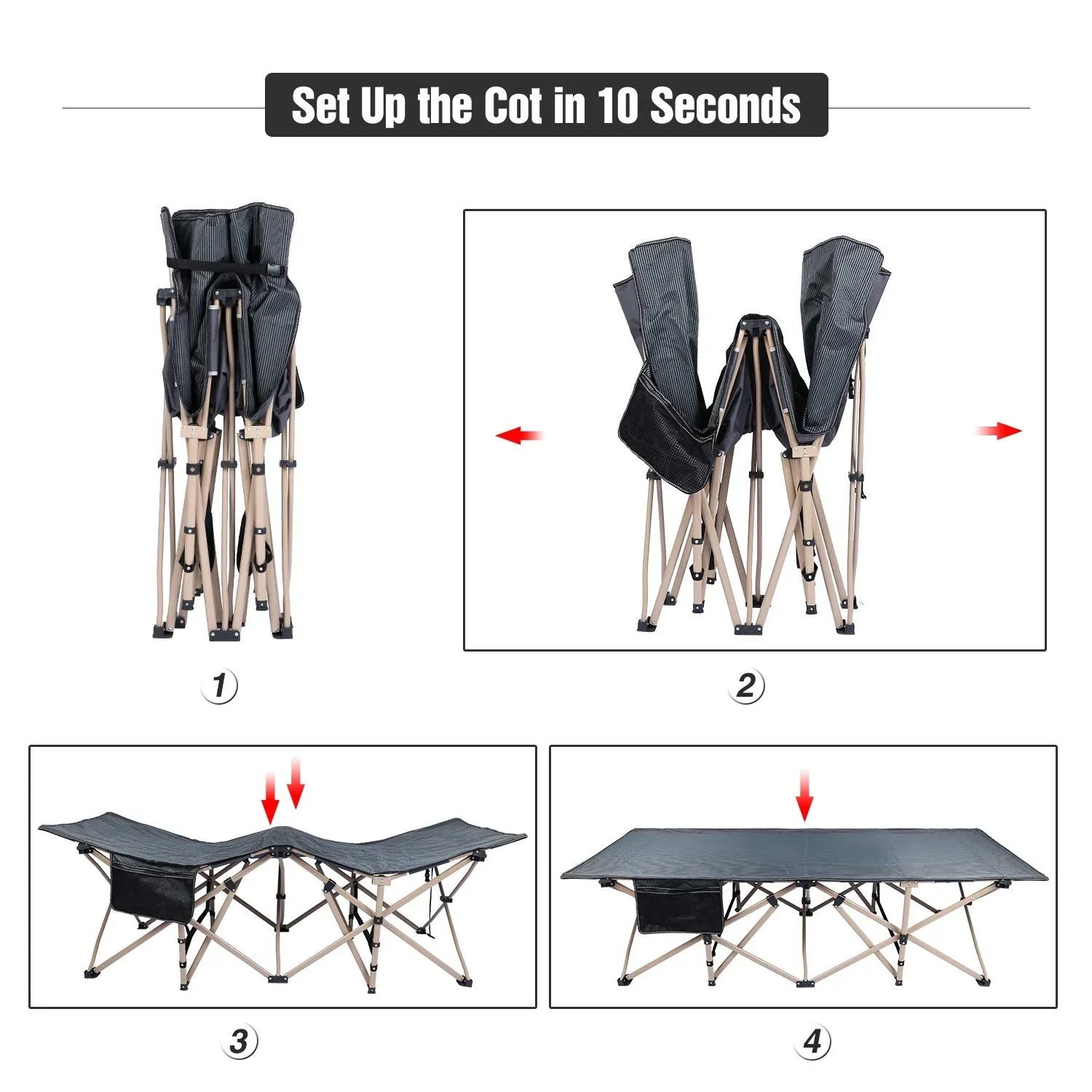 Extra Wide Folding Camping Cot for Adults