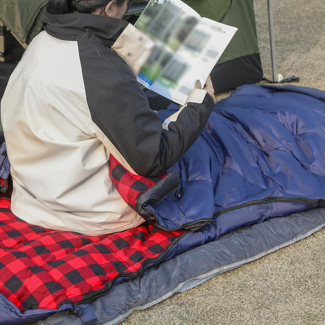 REDCAMP Flannel Sleeping Bag for Adults, Comfortable Cotton Sleeping Bags for Camping with Detachable Hood