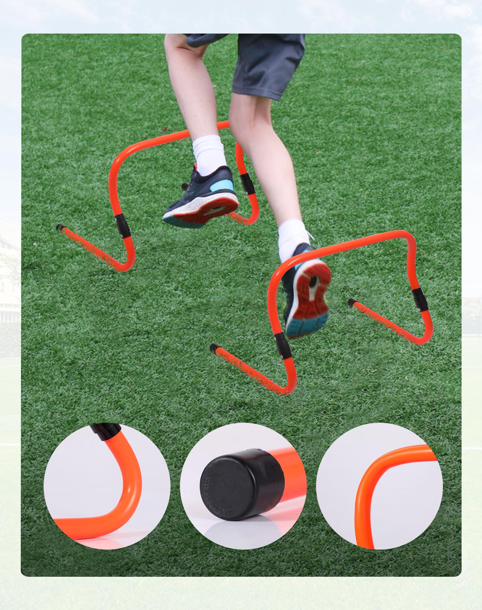 Adjustable Agility Hurdles,4 Height Speed Training Hurdles, Portable Speed Training Equipment with Carry Bag for for Athletes,Kids,Soccer,Basketball