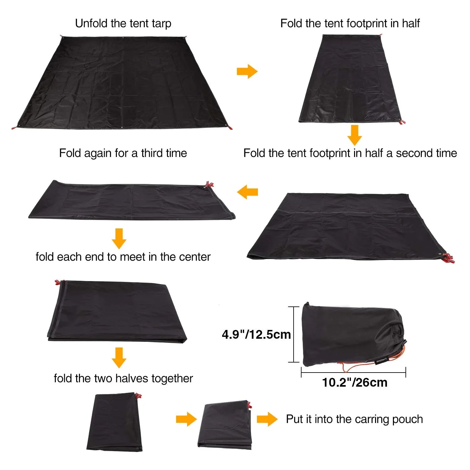 Ultralight Tent Footprint for 1-2 Person Tent, Multifunctional Waterproof Camping Tarp for Outdoor Hiking, Lightweight and Compact, 87"x55"