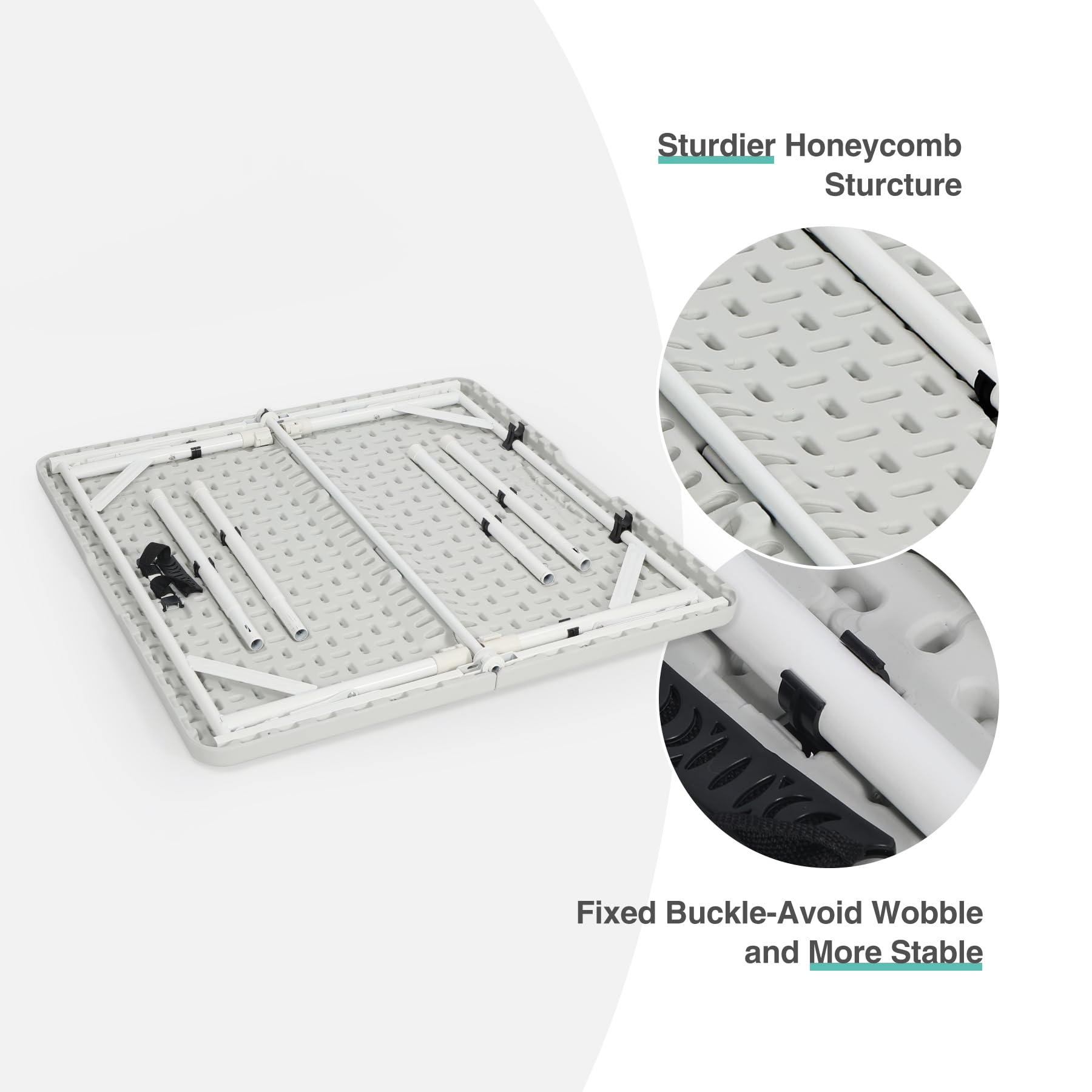 Table à cartes carrée légère et portable avec pieds pliables 