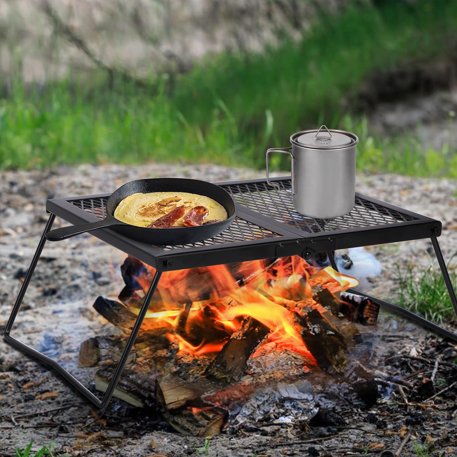 Portable Folding Steel Campfire Grill Grate