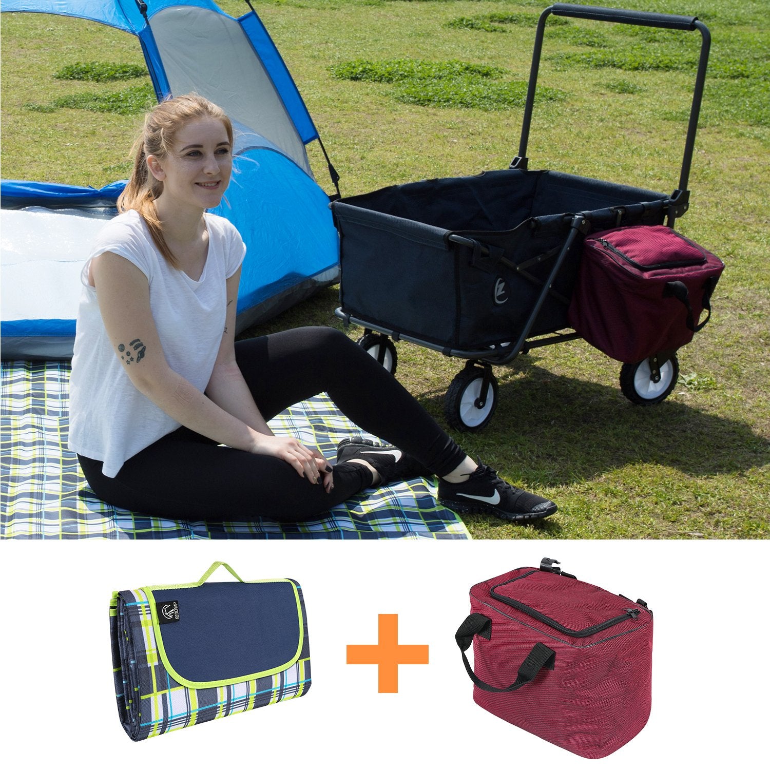 15L Soft Beach Cooler Bag for Utility Wagon, Wine Red