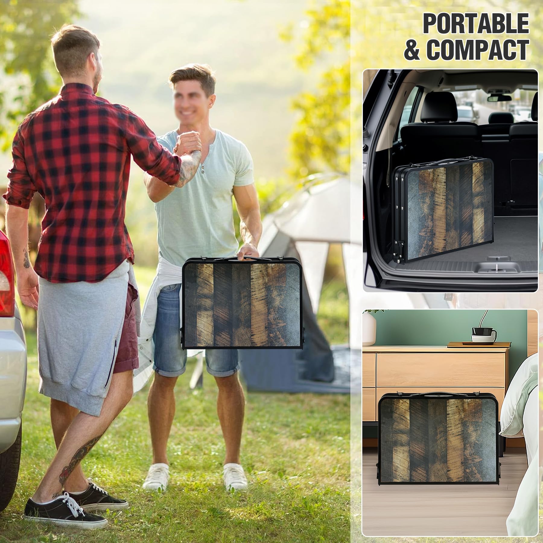 Adjustable Aluminum Folding Table with Side Storage