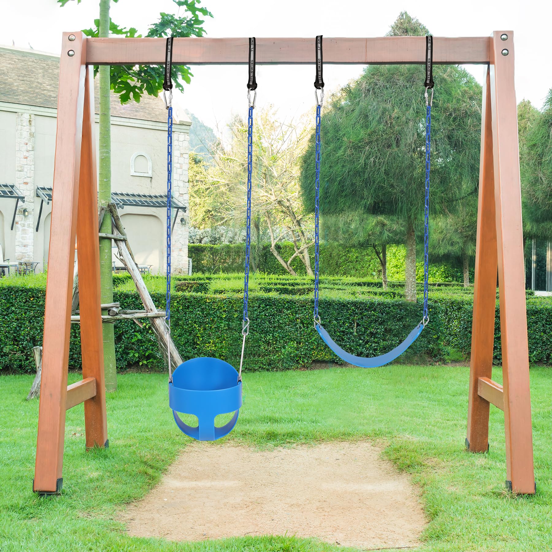 High Back Toddler Bucket Swing Seat with Coated Chains