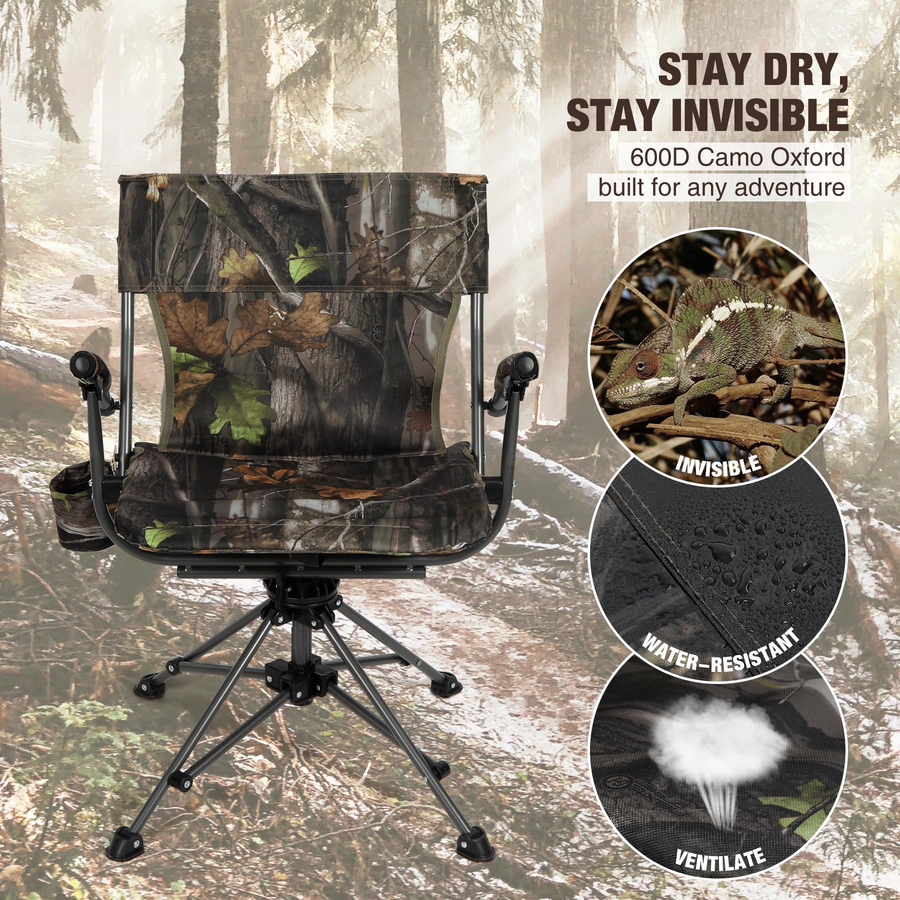 Silla de caza giratoria de 360 ​​grados REDCAMP para persianas