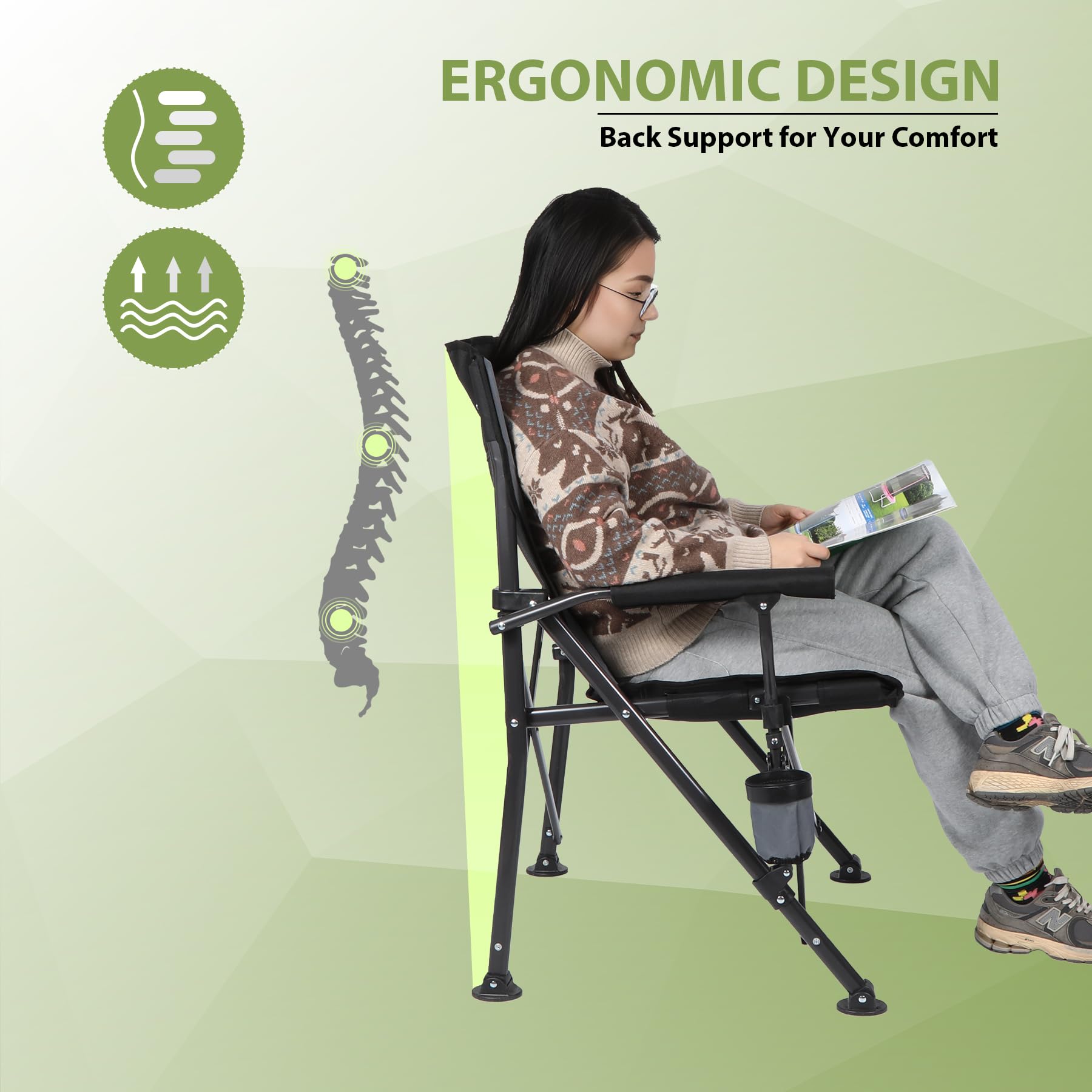 Heavy Duty Padded Camp Chair with Hard Arms