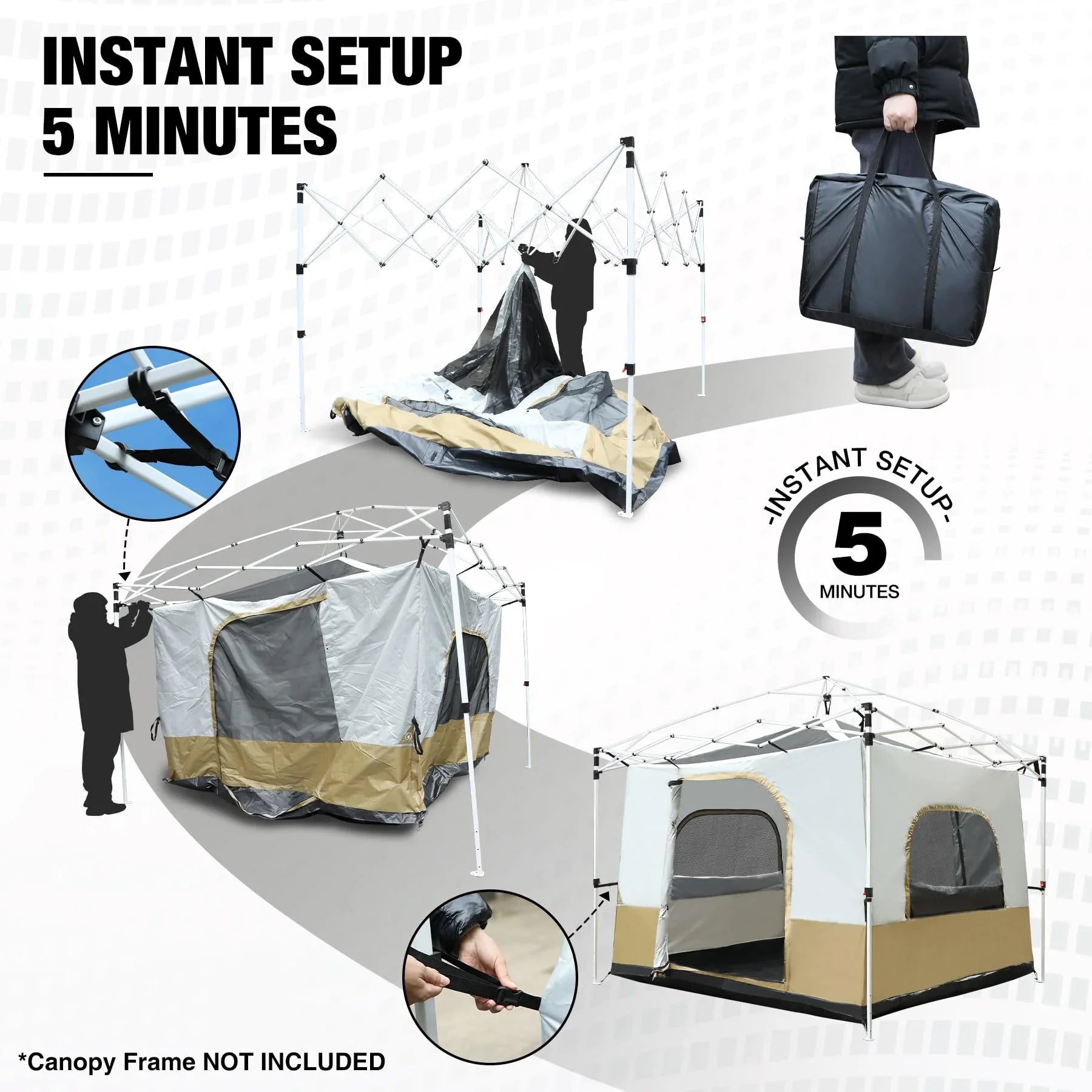 Camping Cube Inner Tent for 10'x10' Pop Up Canopy (Canopy not Included)