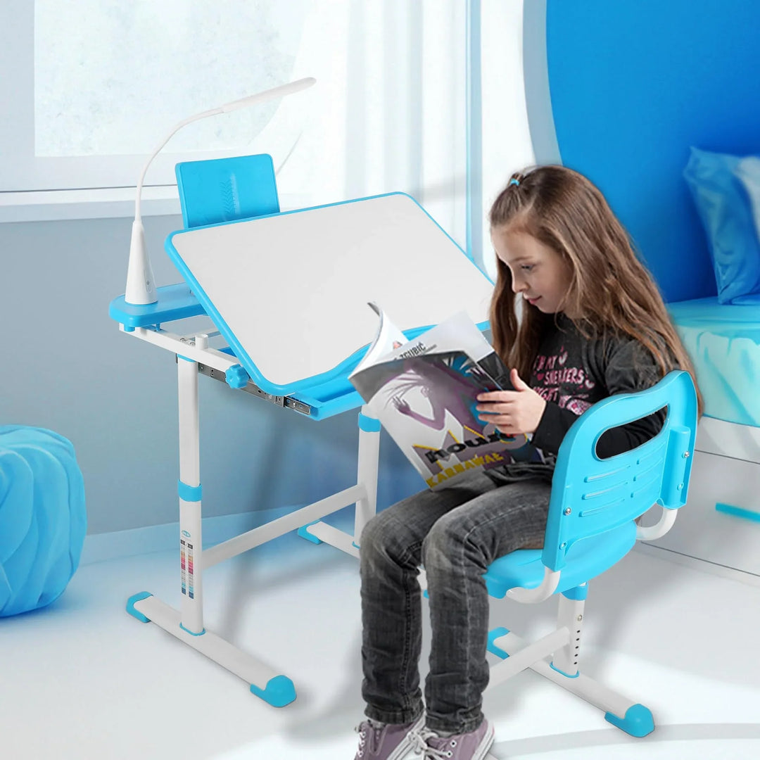 REDCAMP Adjustable Student Desk and Chair Set with Drawing Tilt Desktop