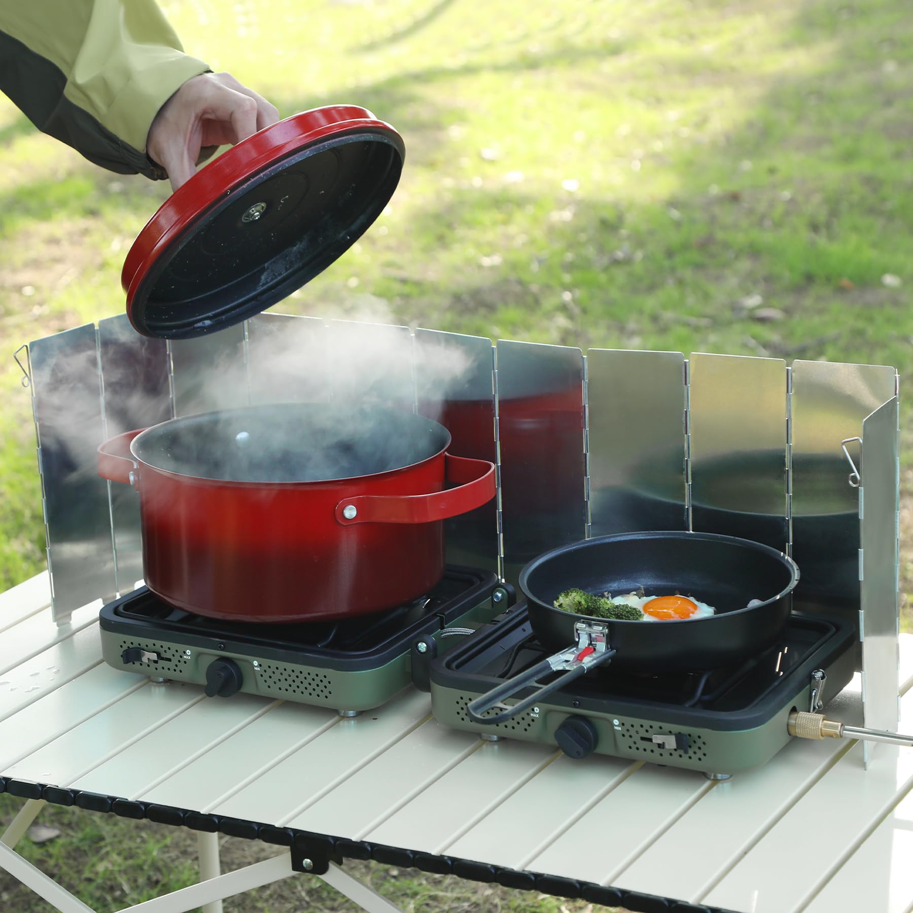 2 Burner Camping Stove with Windscreen