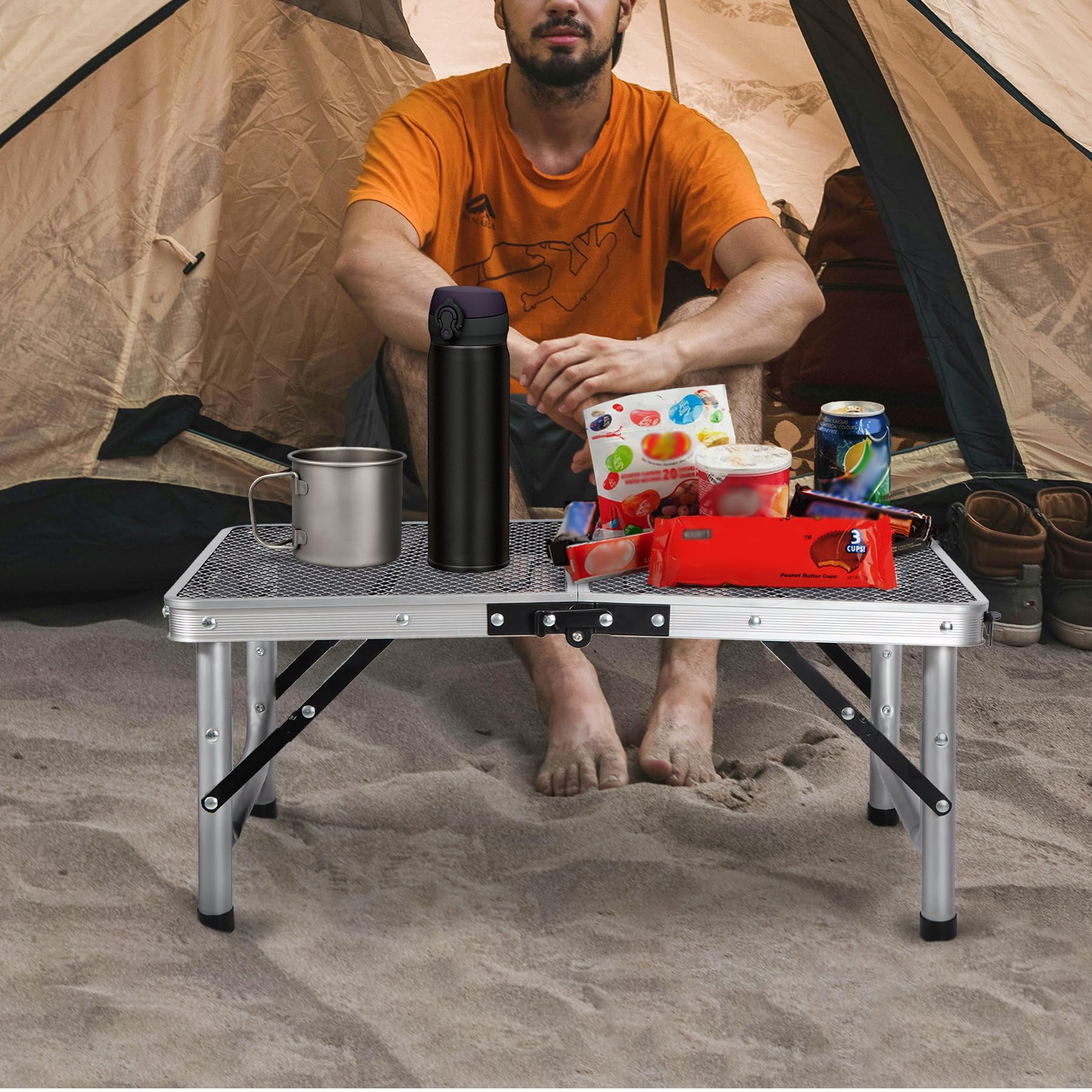 Adjustable Aluminum Mesh Camping Table