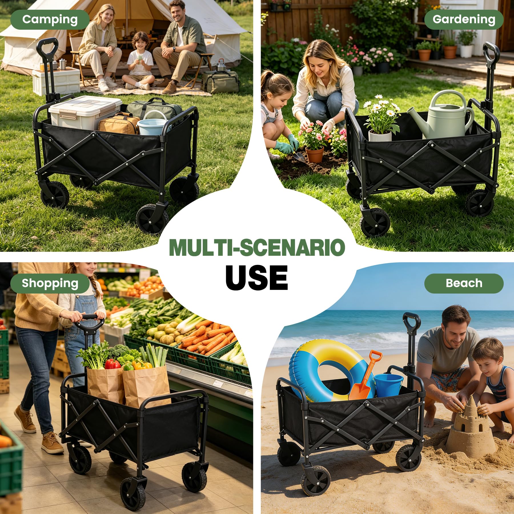 Heavy-Duty Collapsible Wagon with Wheels