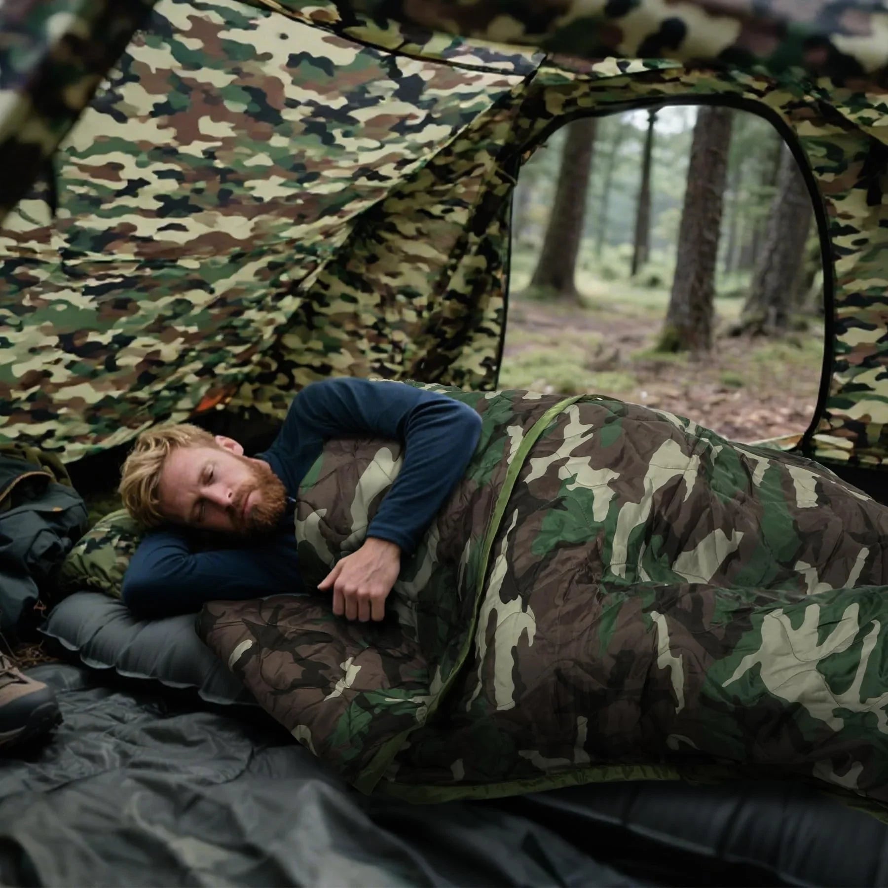 Wobbie Blanket, Poncho Liner for Hiking, Survival Compression Carry Bag