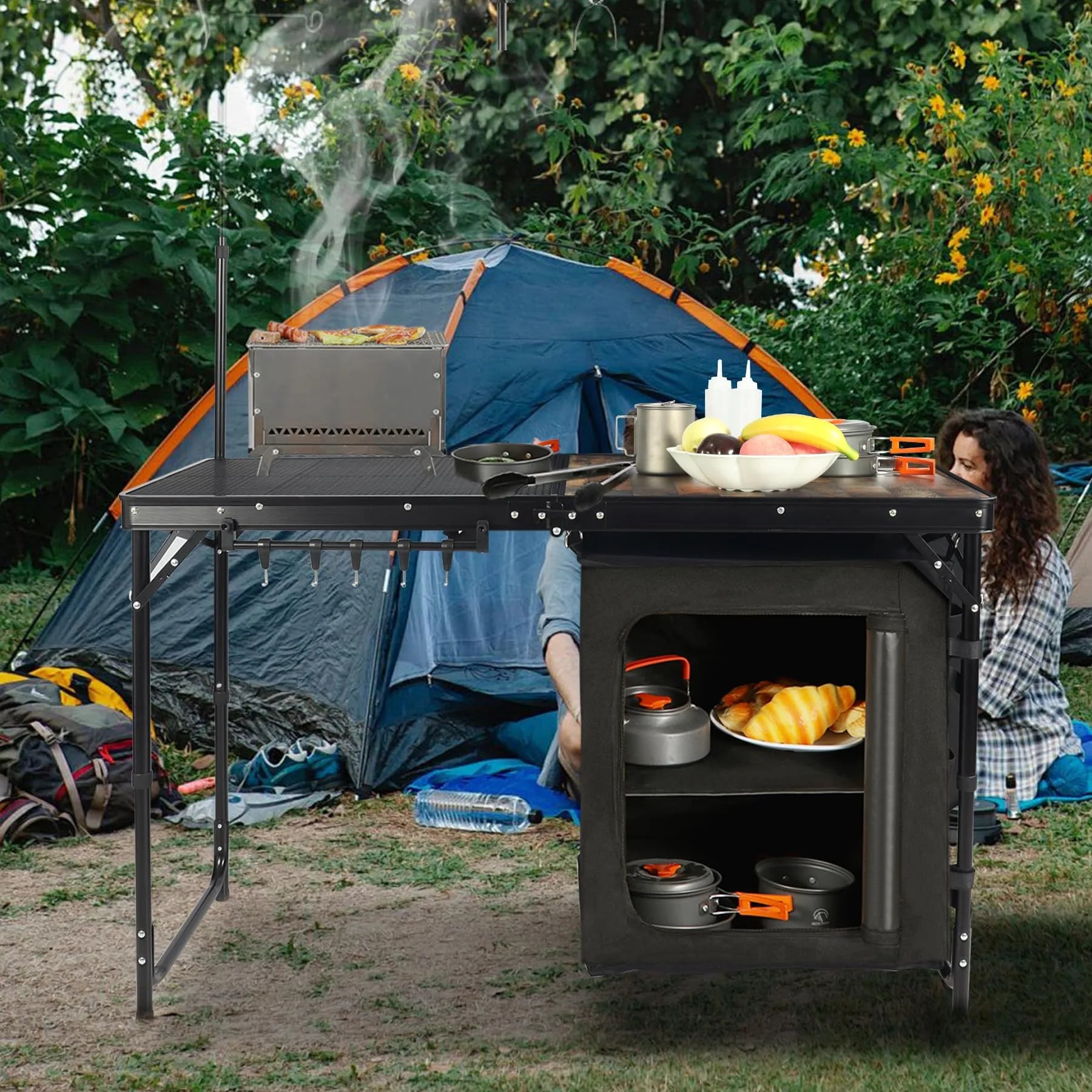 Redcamp Portable Camping Kitchen Table with Storage Organizer for Outdoor
