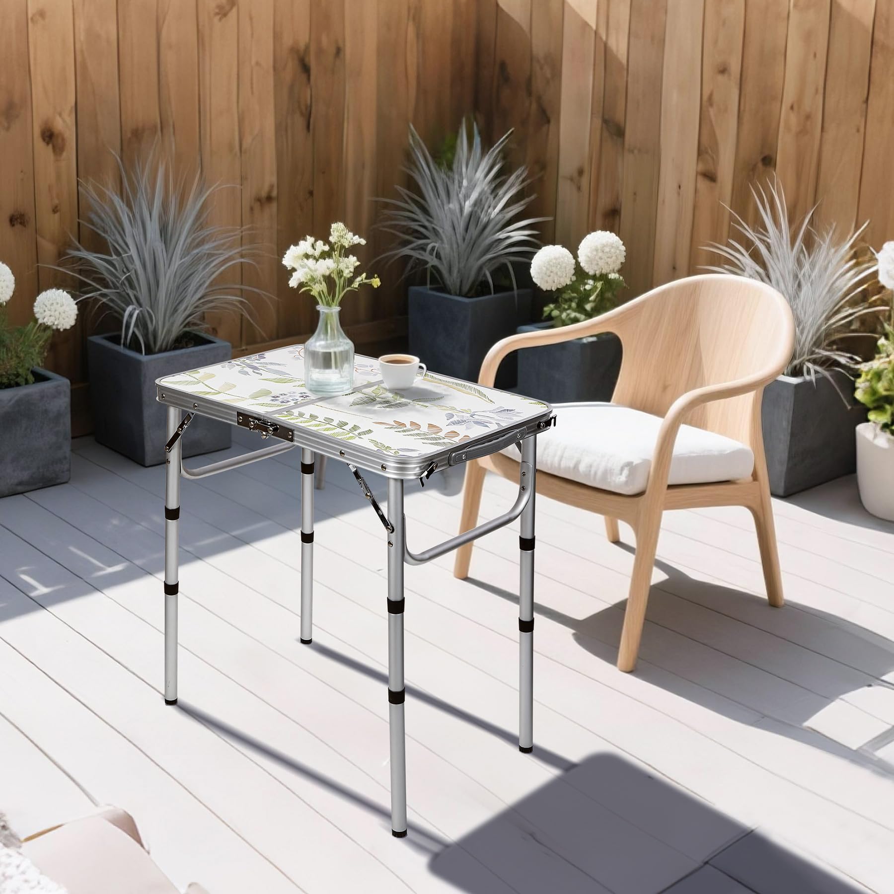 2ft Portable Camping Table，3 Adjustable Height