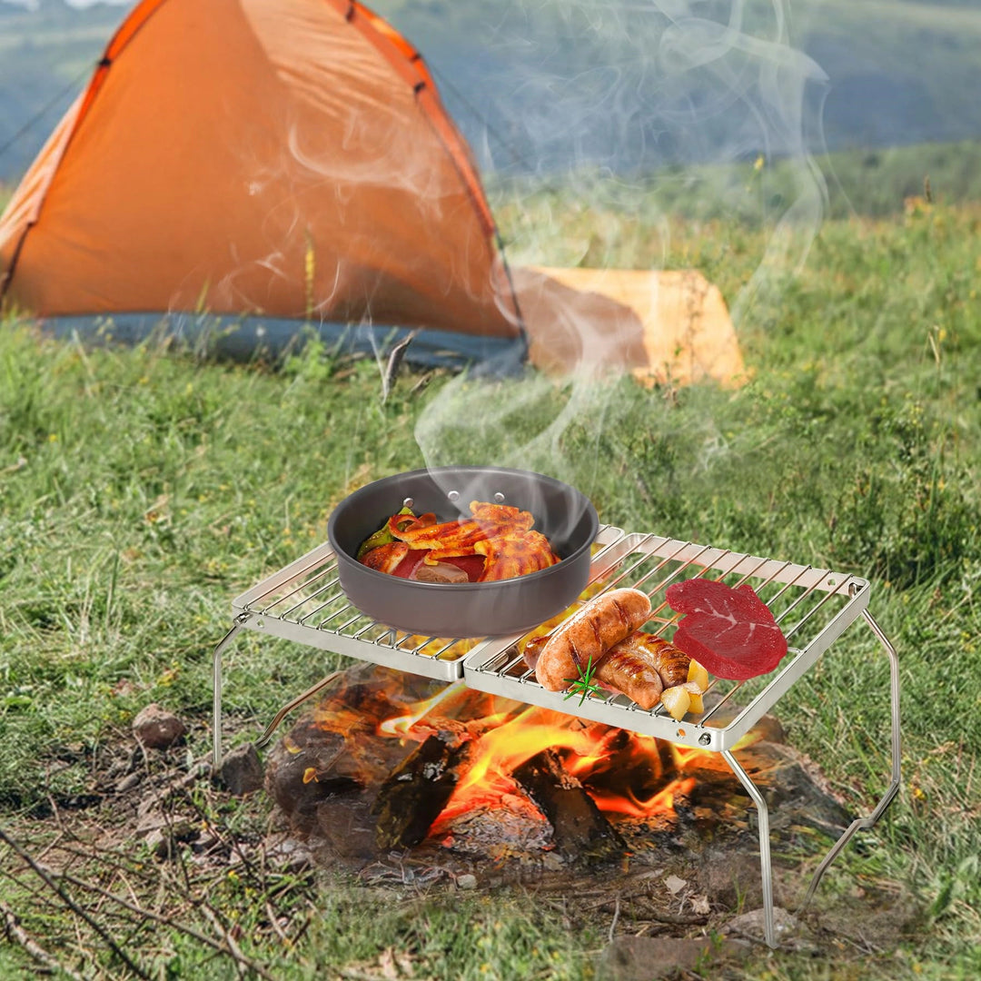 Portable Folding Campfire Grill 304 Stainless Steel Grate with Carrying Bag