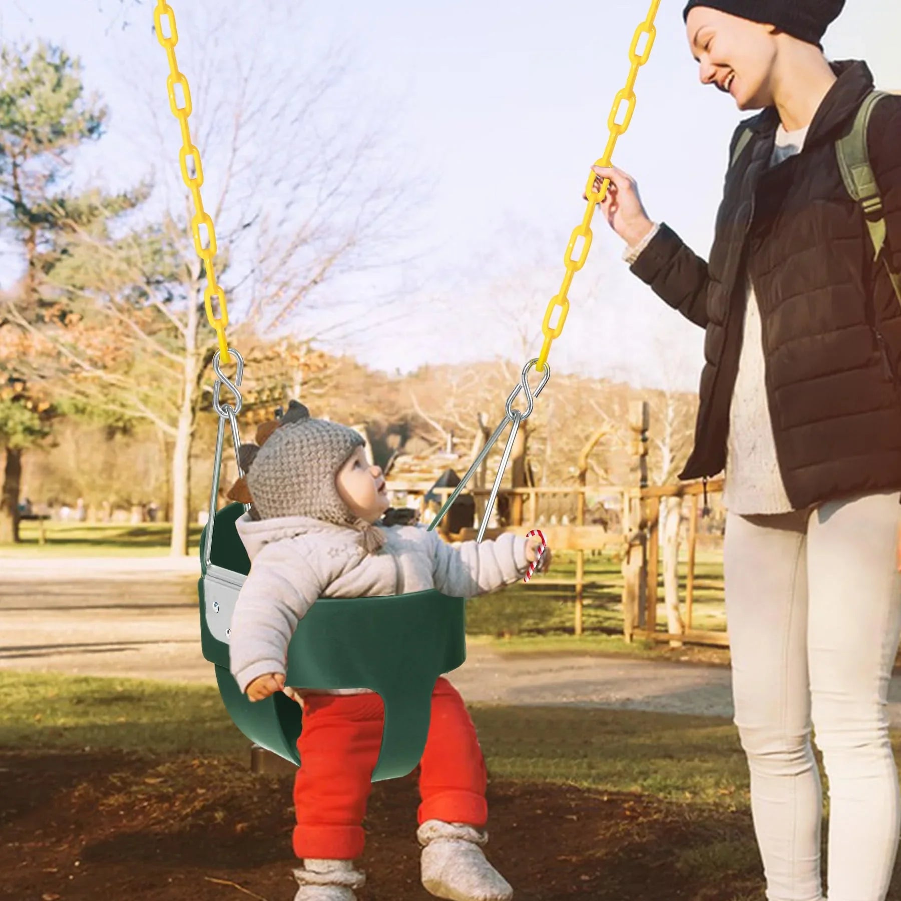 Kids High Back Bucket Swings with Coated Chains