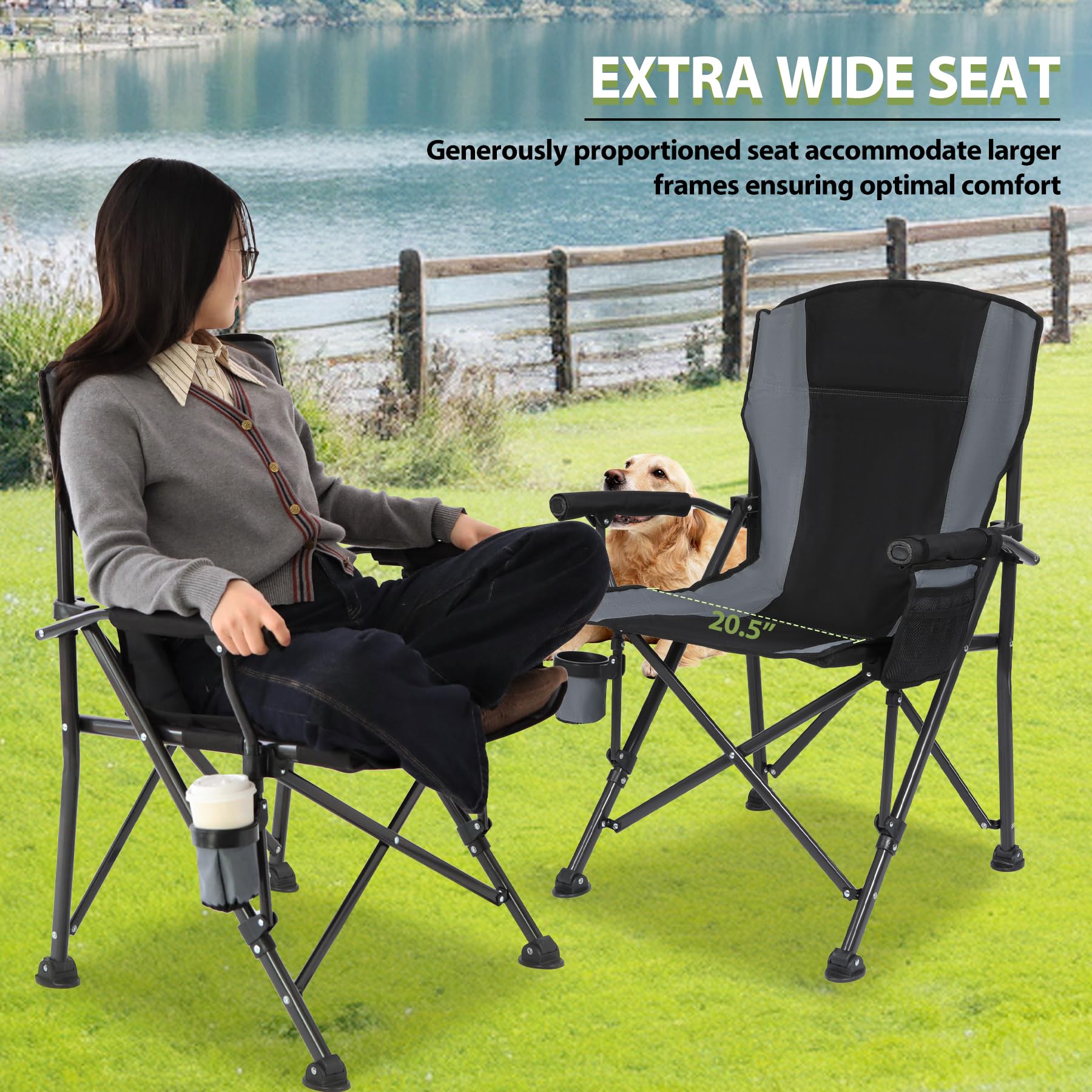 Heavy Duty Padded Camp Chair with Hard Arms