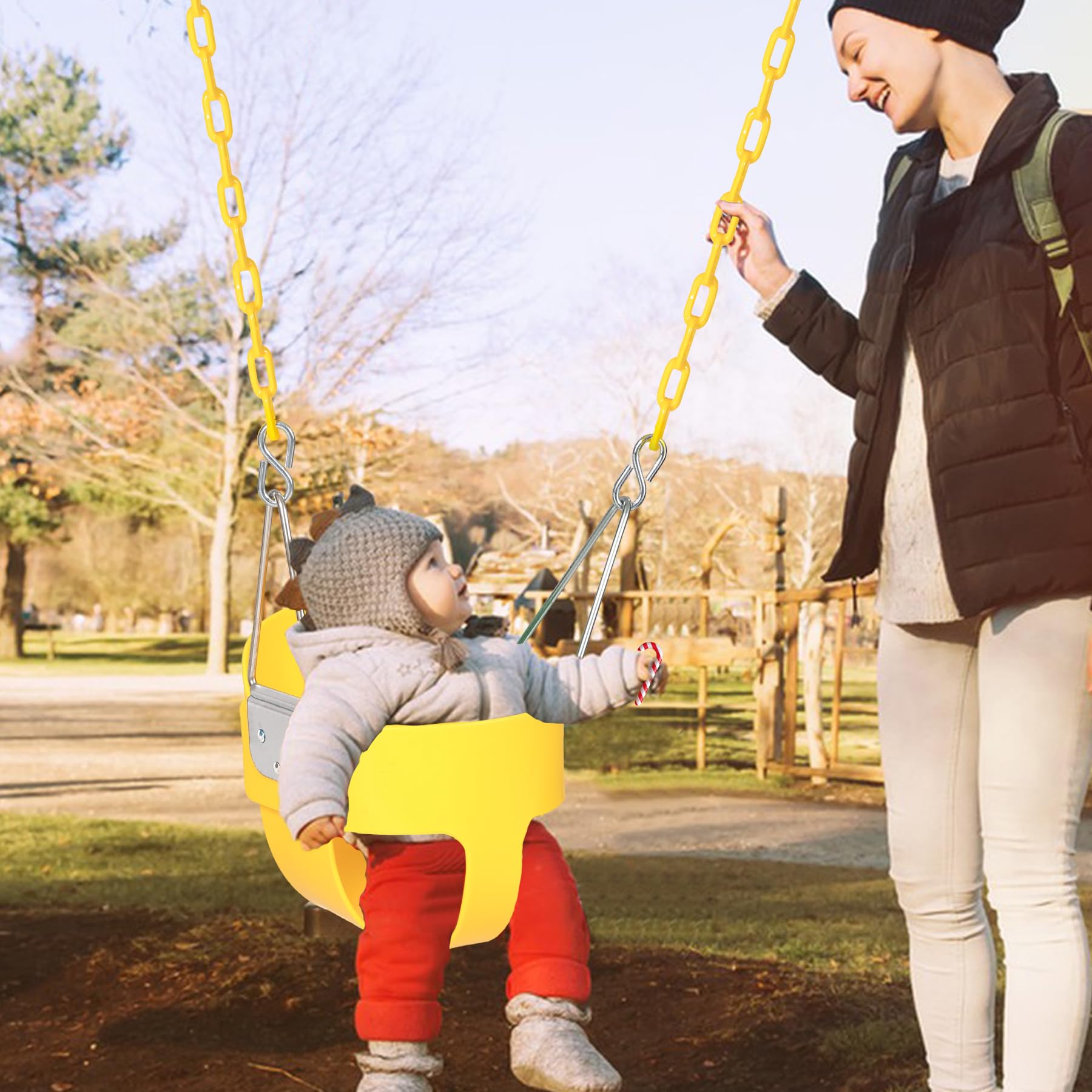 High Back Toddler Bucket Swing Seat with Coated Chains