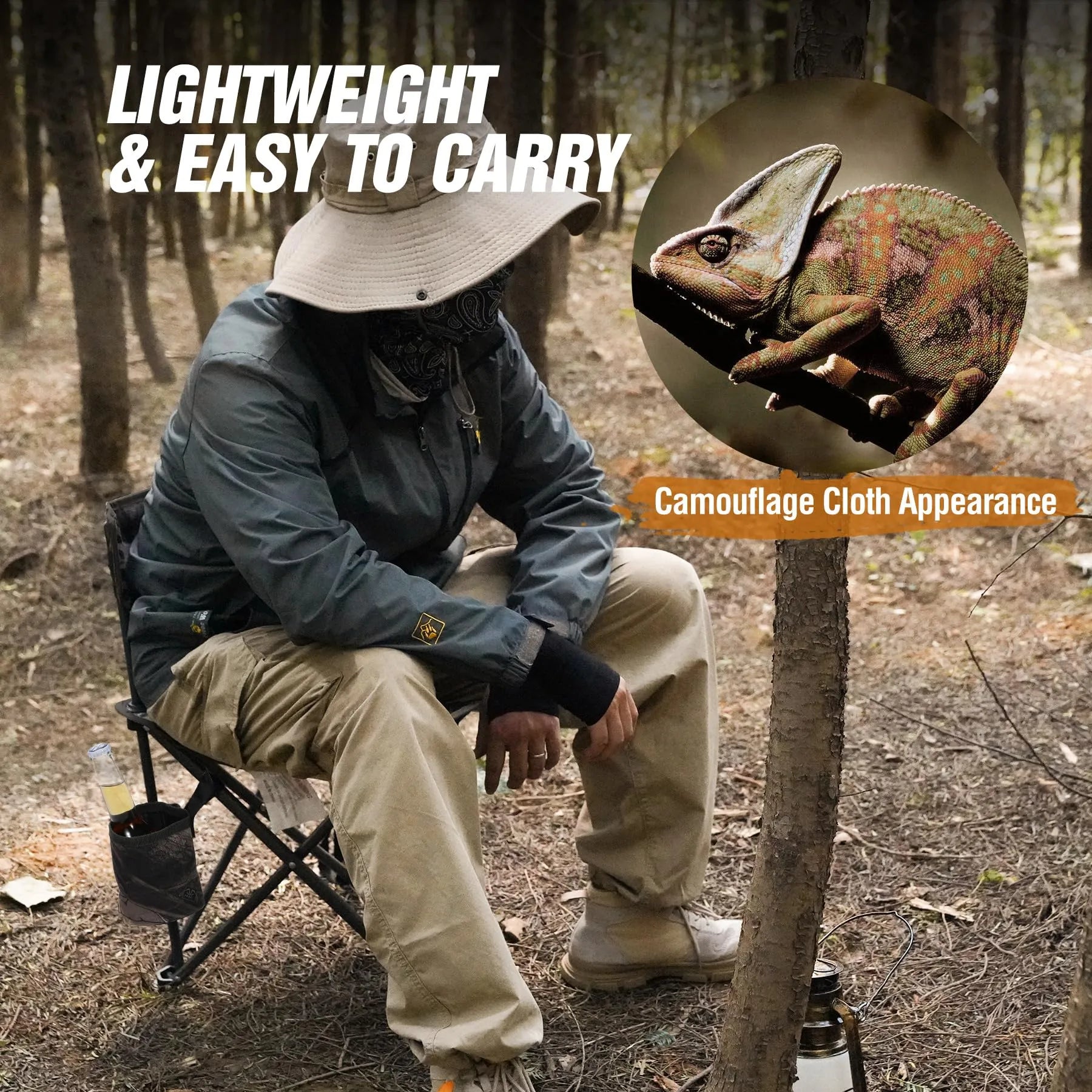 2 Pack Tall Tripod Chairs for Adults, Folding Lightweight Portable Golf Chairs for Spectators, Compact 3 Legged Tripod Stools Seat with Backrest for Camping Fishing Hunting, Camo