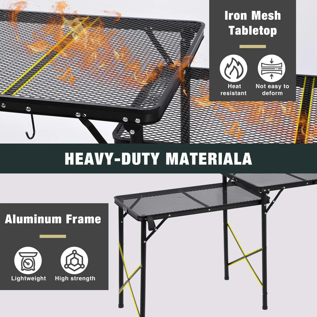 Mesa de cocina portátil para acampar con organizador de almacenamiento para exteriores
