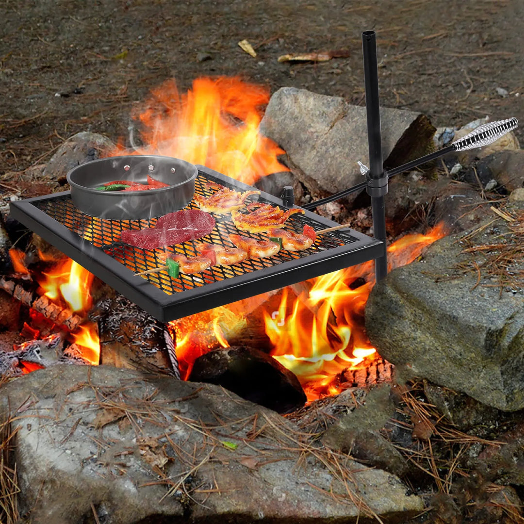 Folding Swivel Campfire Grill for Open Flame Cooking